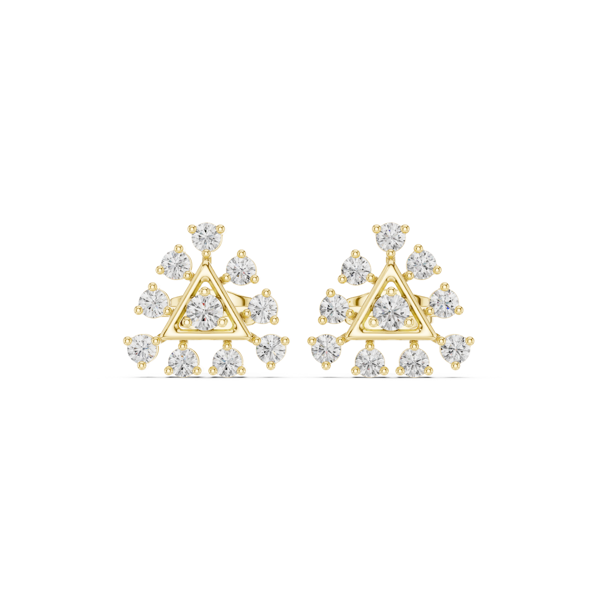 Triangle Halo Diamond Stud Earrings