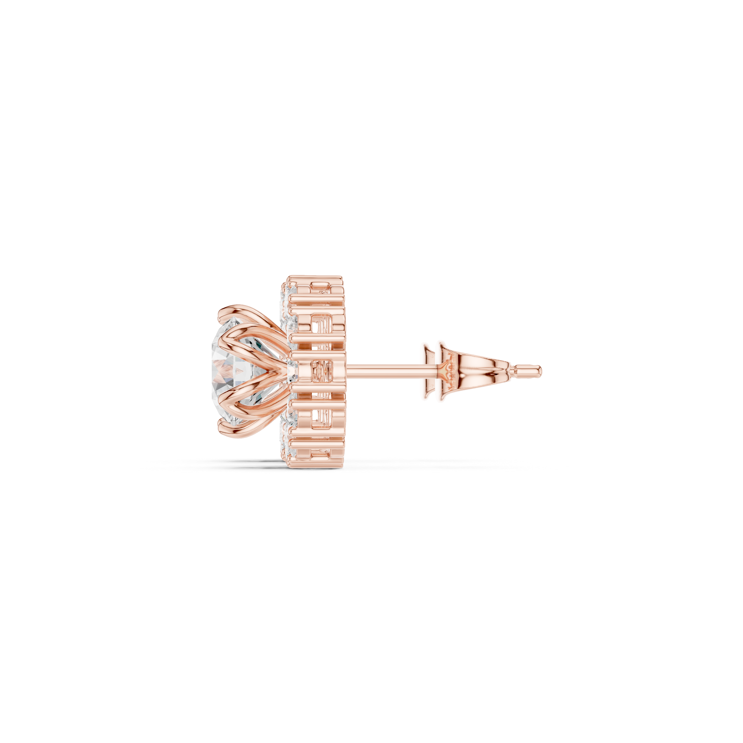 Triple Bezel Diamond Stud Earrings in Rose Gold - VYKA Diamonds