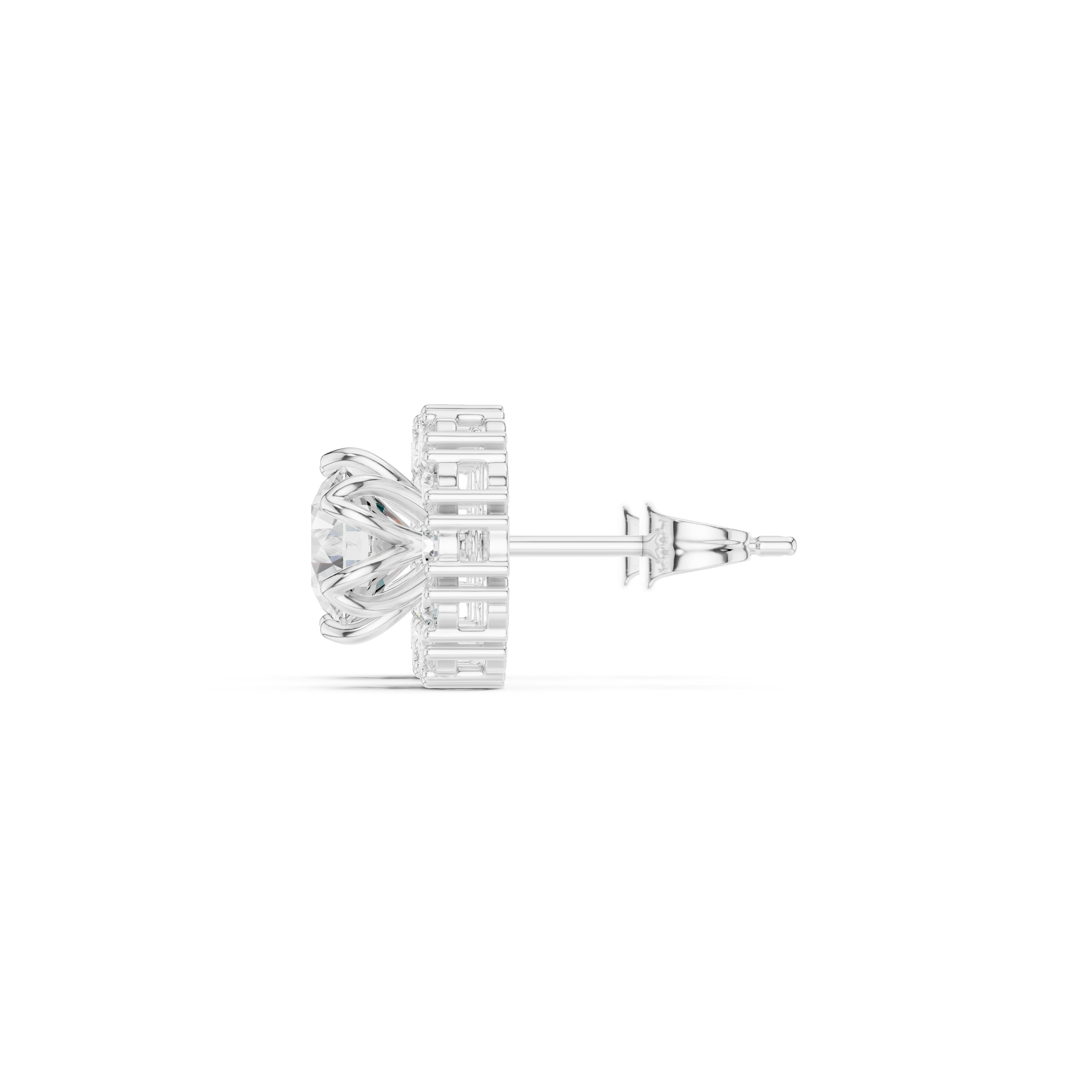 Triple Bezel Diamond Stud Earrings in White Gold - VYKA Diamonds