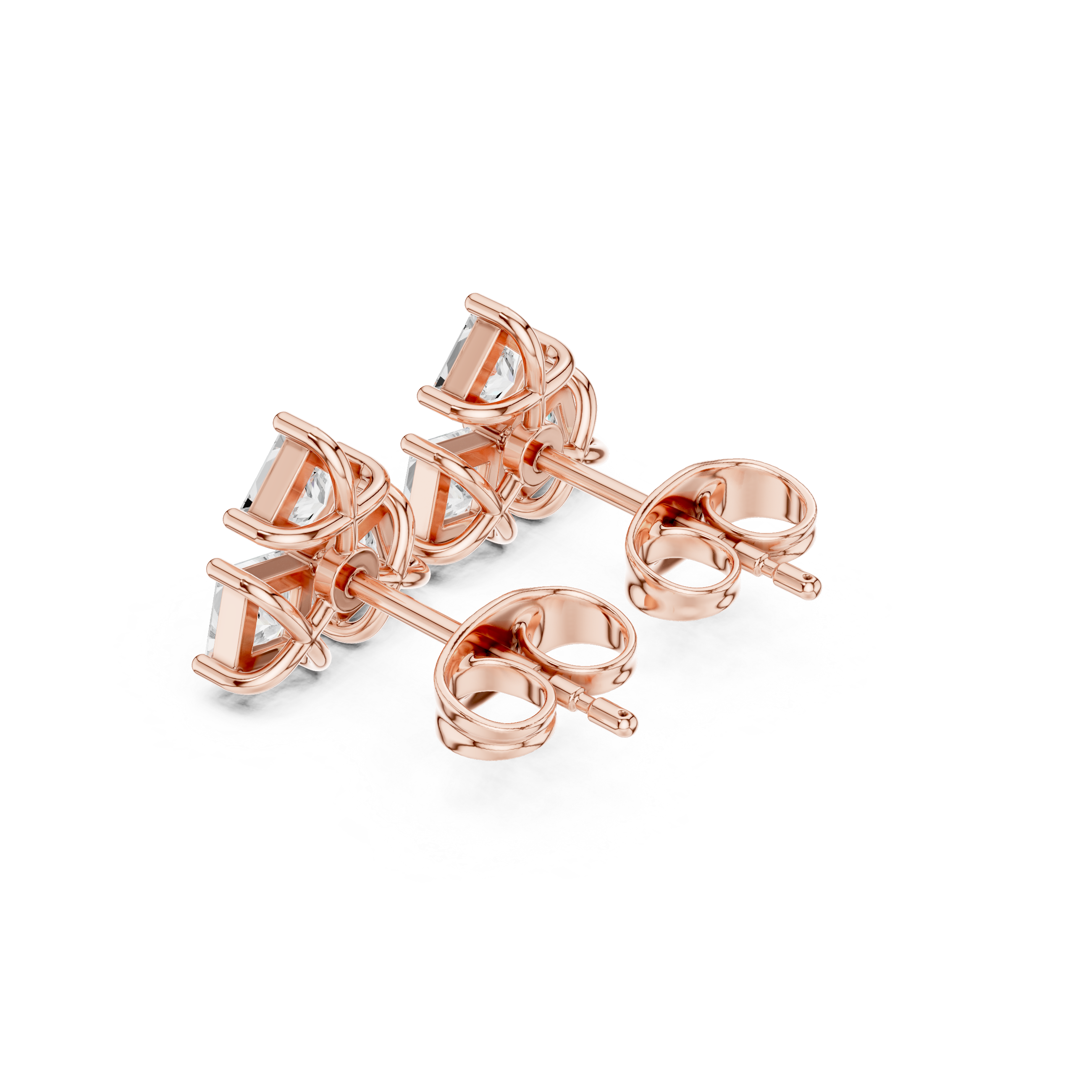 Stacked Round Diamond Stud Earrings in Rose Gold - VYKA Diamonds