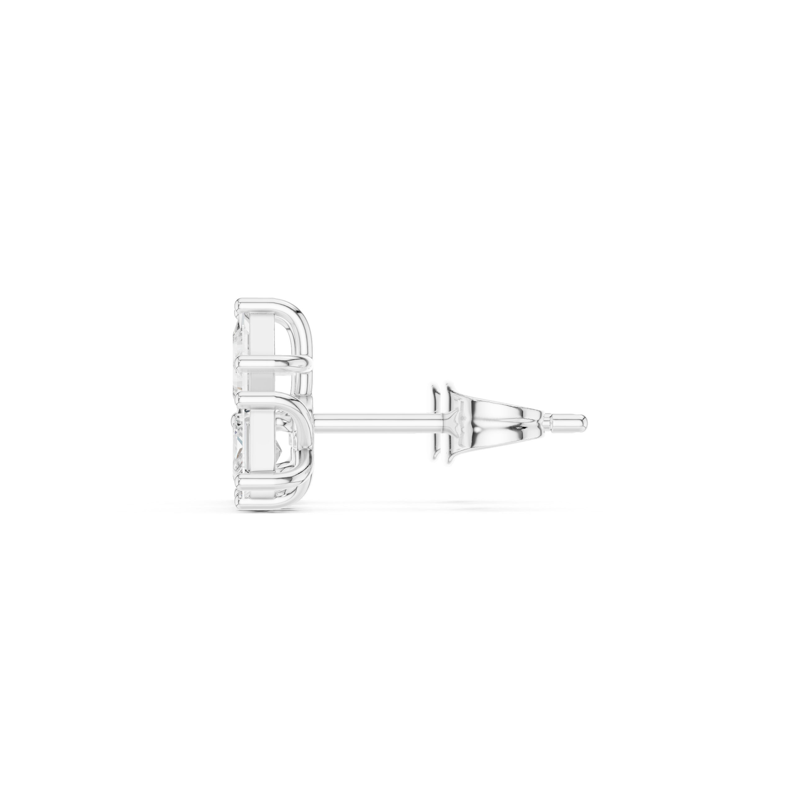Stacked Round Diamond Stud Earrings in White Gold - VYKA Diamonds