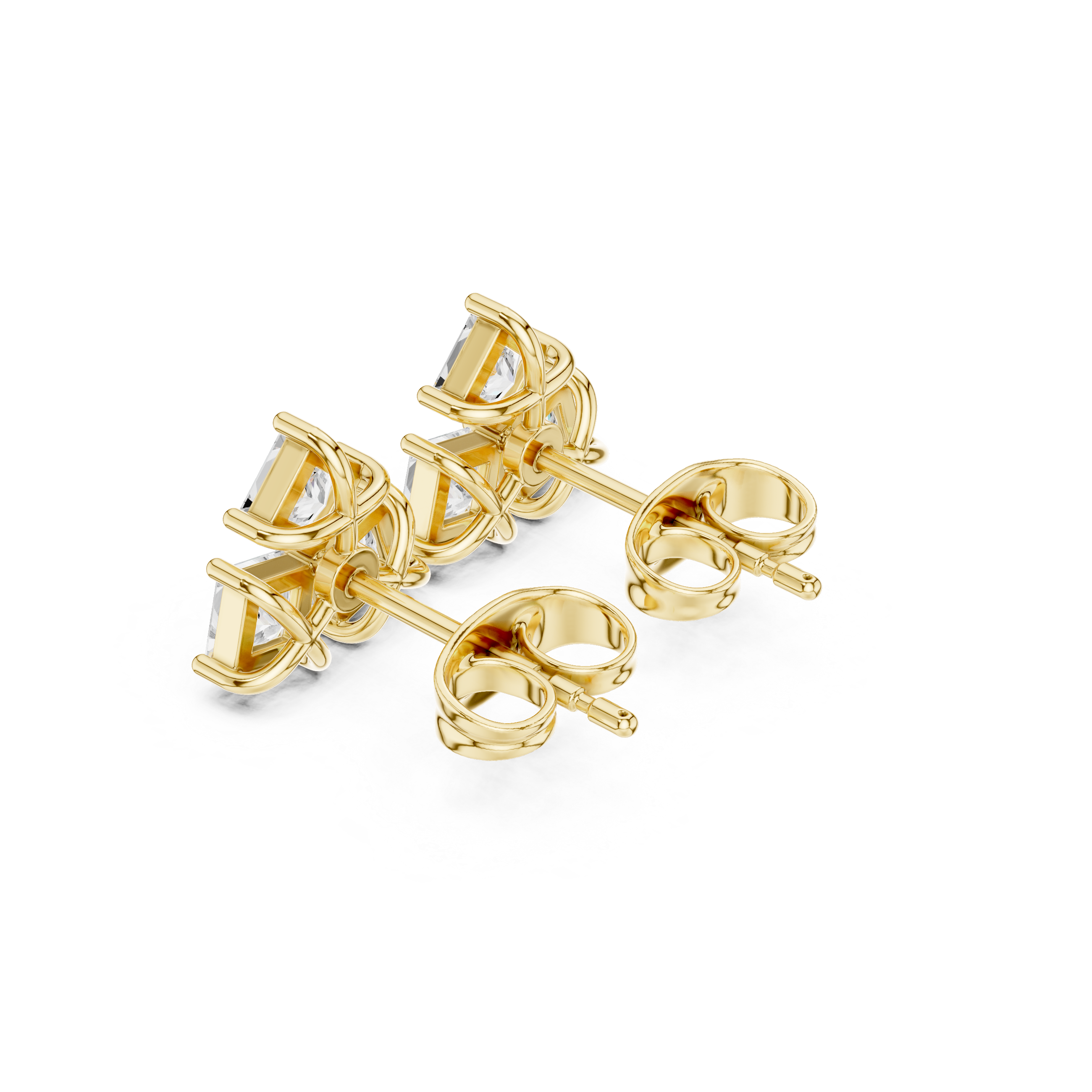 Stacked Round Diamond Stud Earrings in Yellow Gold - VYKA Diamonds