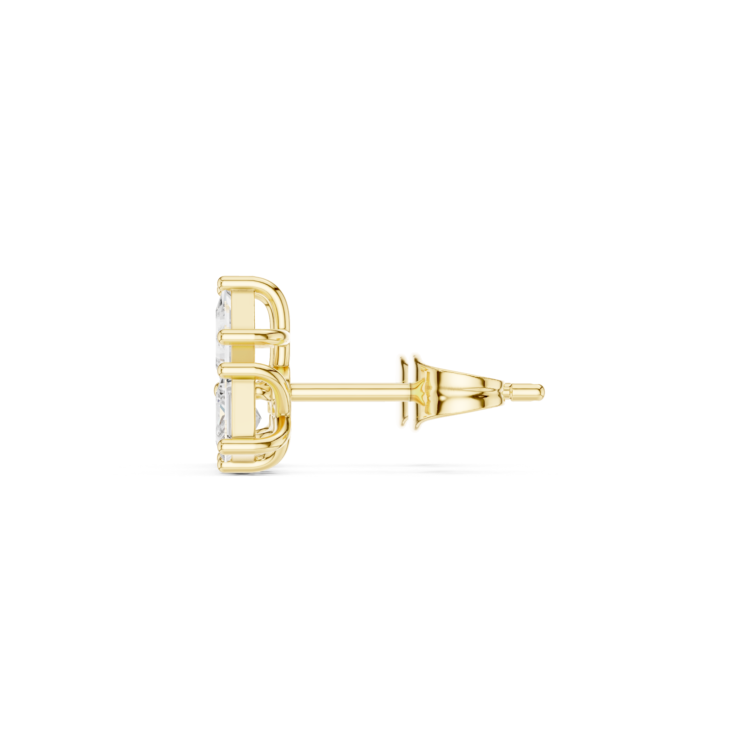 Stacked Round Diamond Stud Earrings in Yellow Gold - VYKA Diamonds