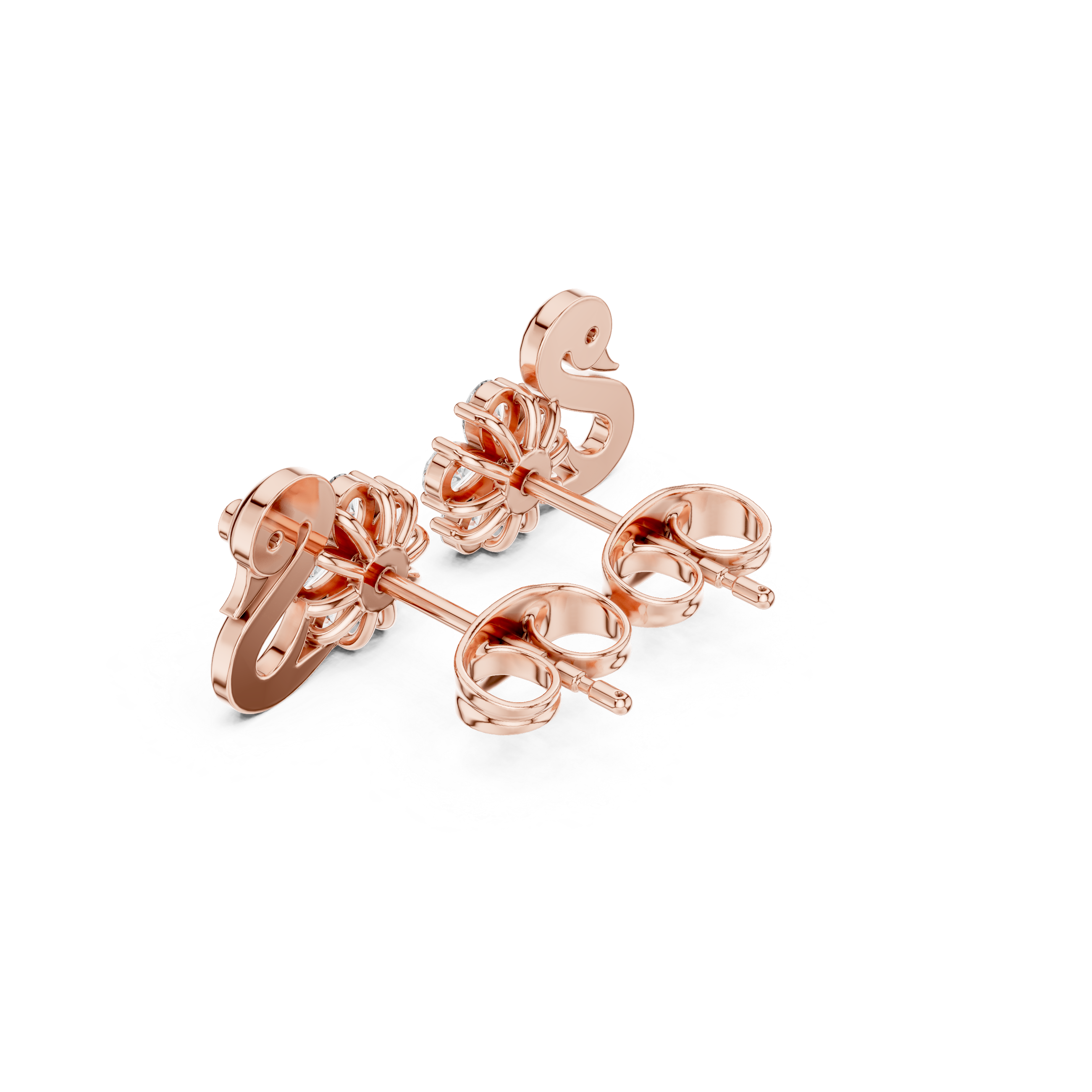 حلقان متدلية بشكل بندول مرصّعة بالألماس in Rose Gold - VYKA Diamonds