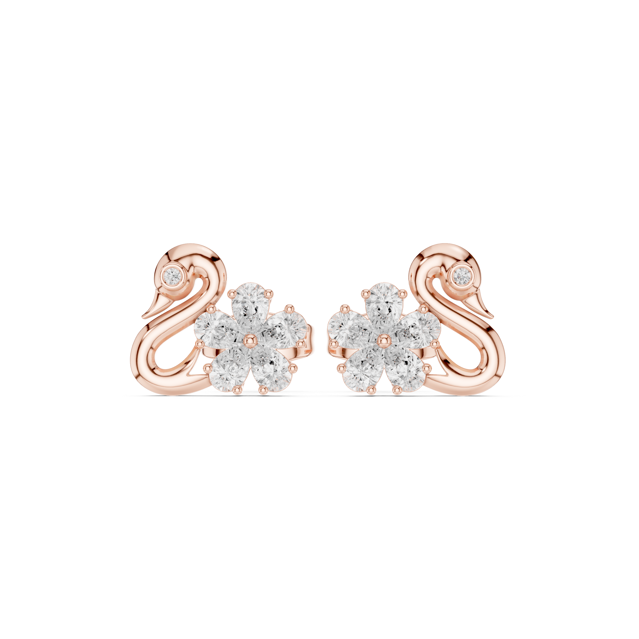 حلقان متدلية بشكل بندول مرصّعة بالألماس in Rose Gold - VYKA Diamonds
