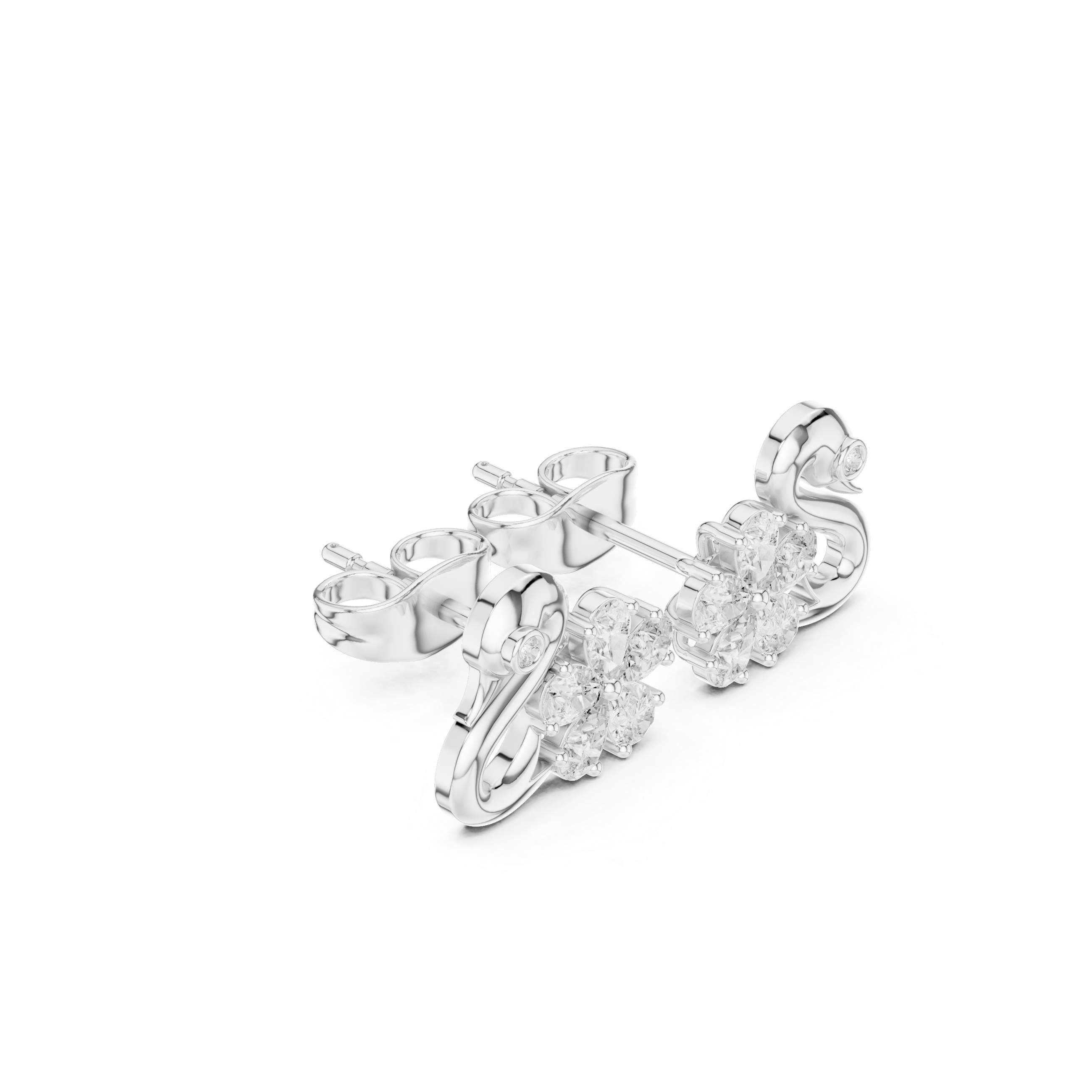 حلقان متدلية بشكل بندول مرصّعة بالألماس in White Gold - VYKA Diamonds