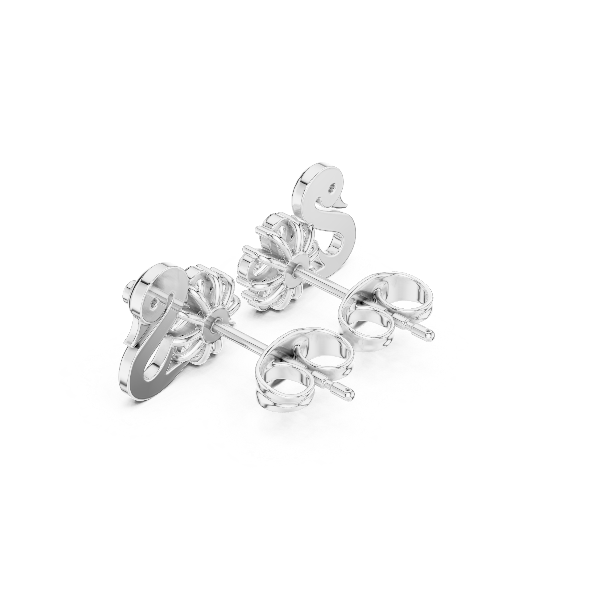 حلقان متدلية بشكل بندول مرصّعة بالألماس in White Gold - VYKA Diamonds