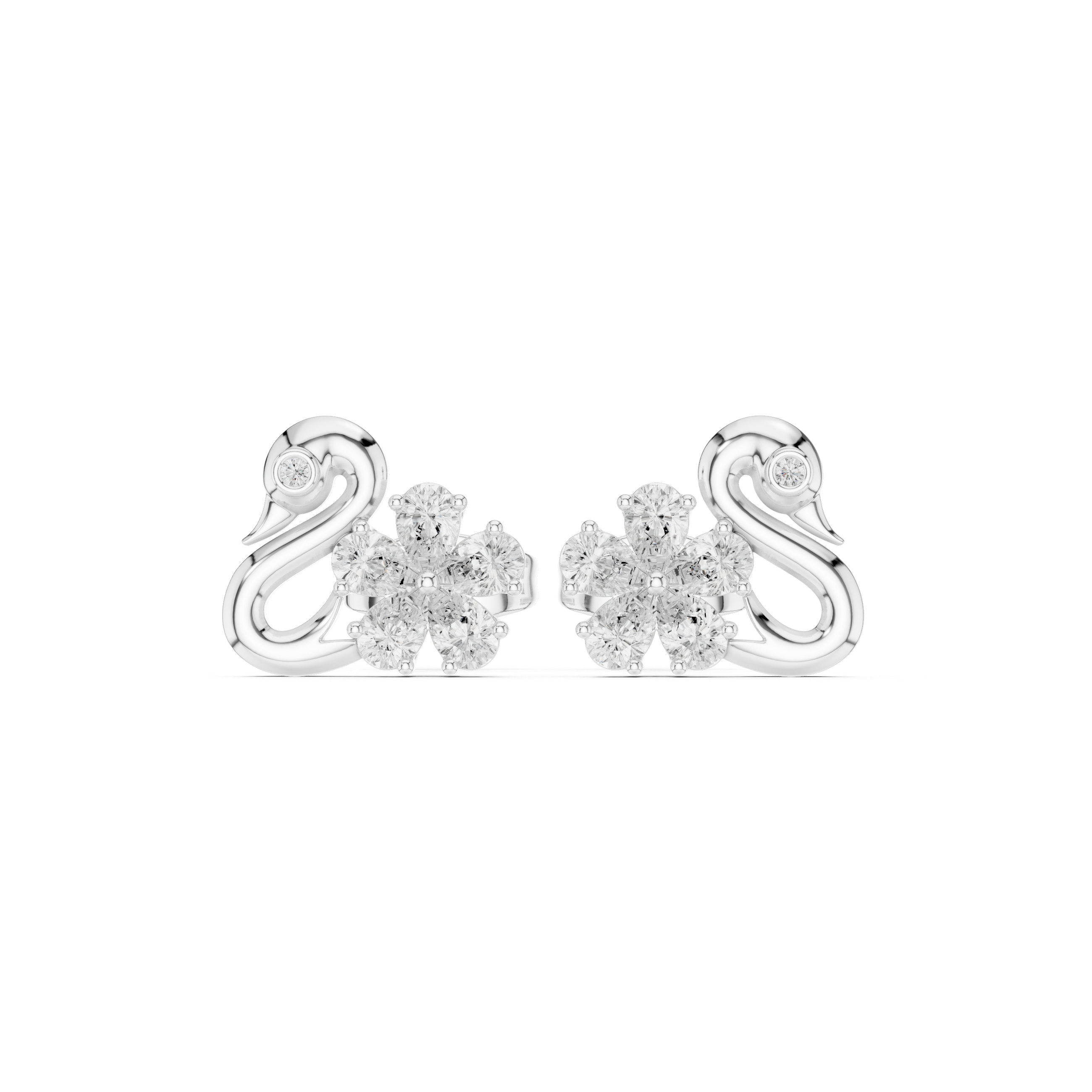 حلقان متدلية بشكل بندول مرصّعة بالألماس in White Gold - VYKA Diamonds