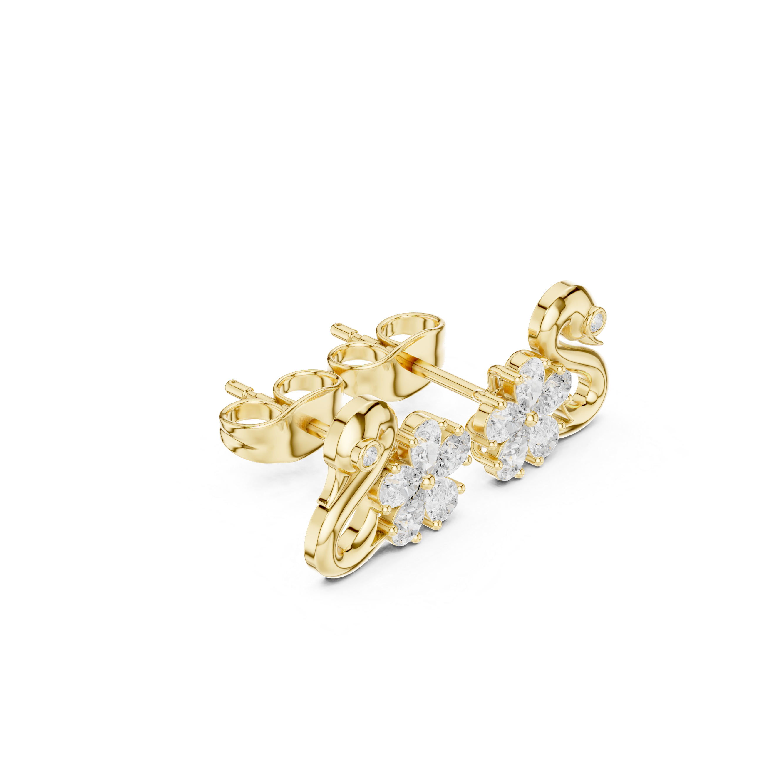 حلقان متدلية بشكل بندول مرصّعة بالألماس in Yellow Gold - VYKA Diamonds