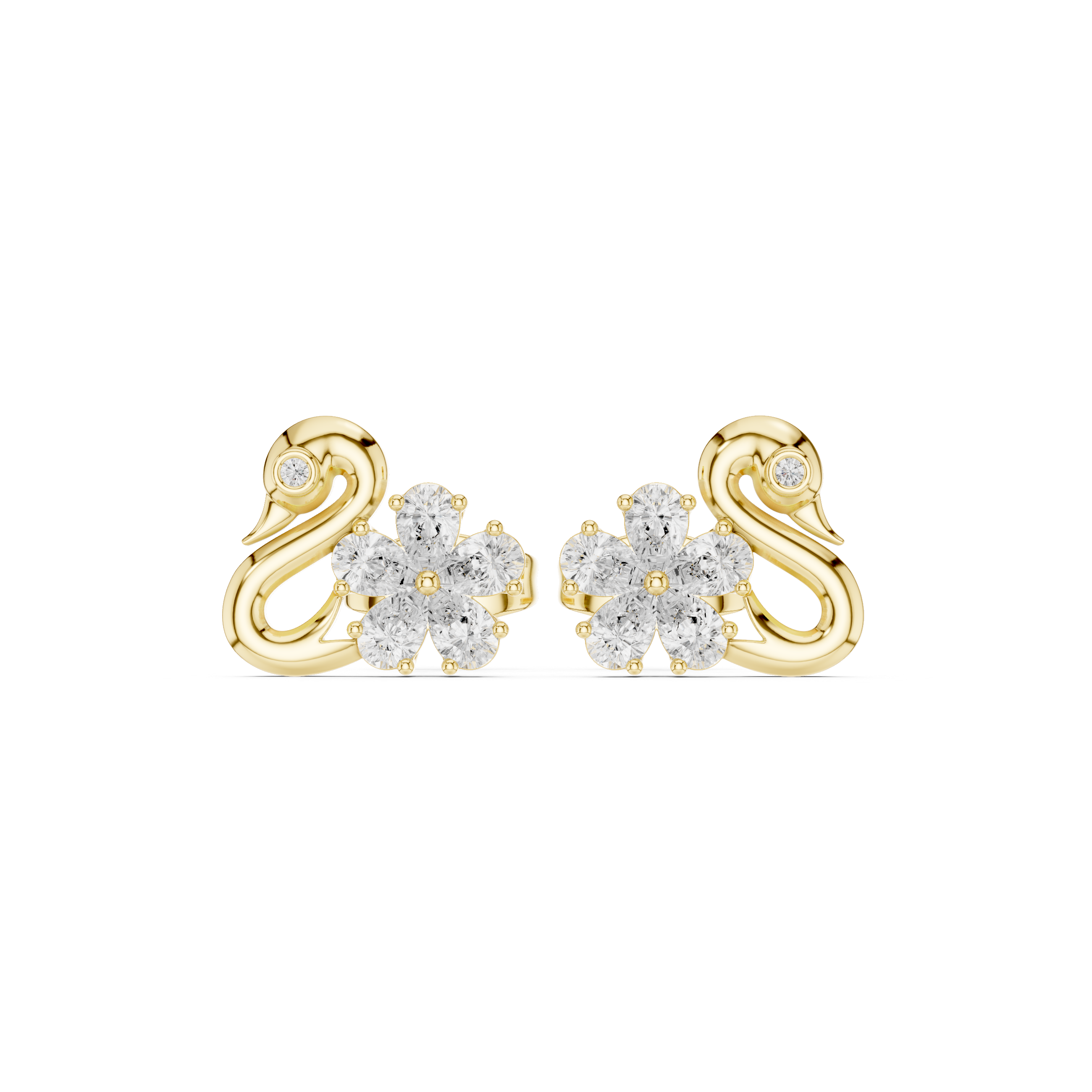 حلقان متدلية بشكل بندول مرصّعة بالألماس in Yellow Gold - VYKA Diamonds
