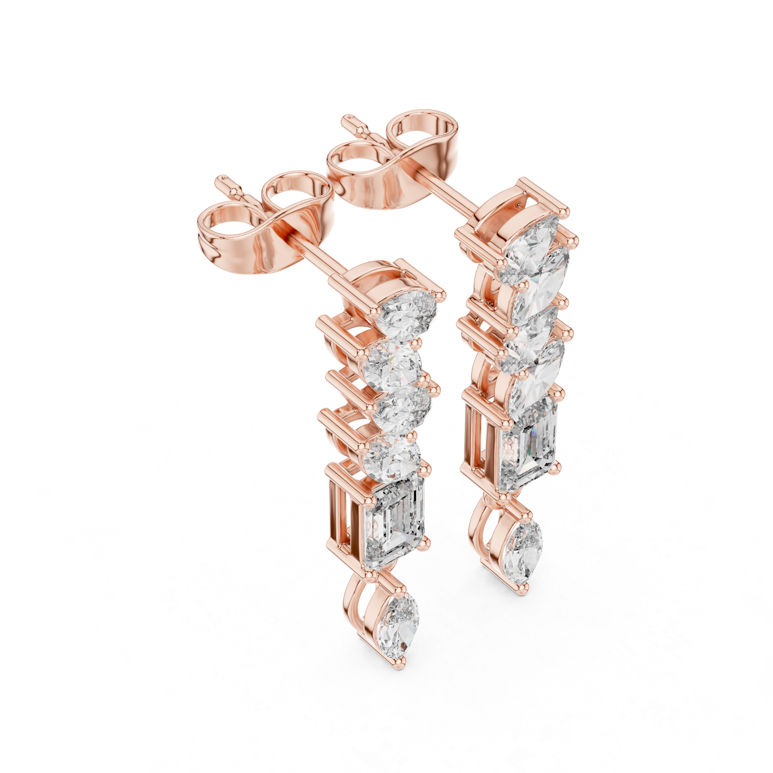 Cushion Halo Diamond Drop Earrings in Rose Gold - VYKA Diamonds