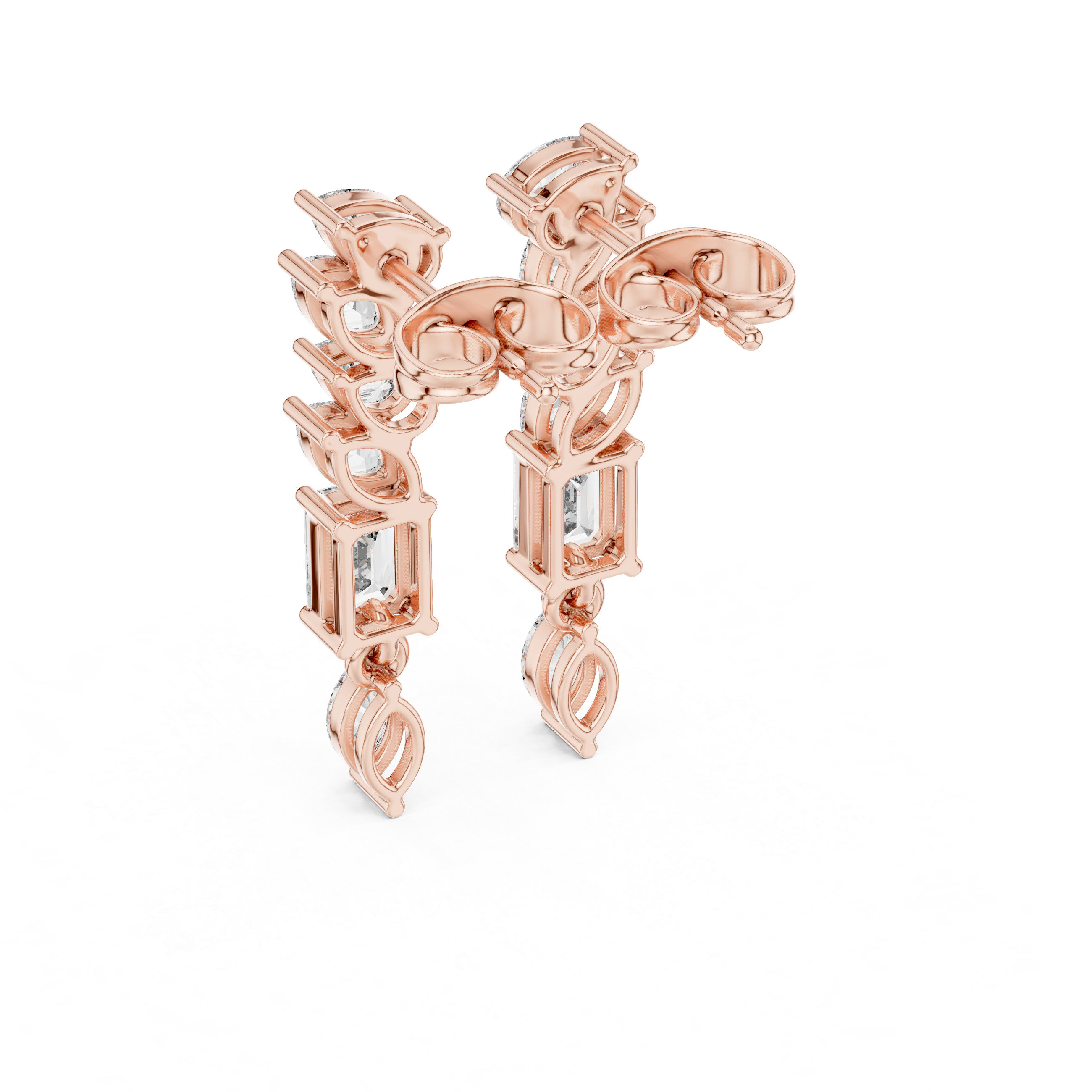 Cushion Halo Diamond Drop Earrings in Rose Gold - VYKA Diamonds