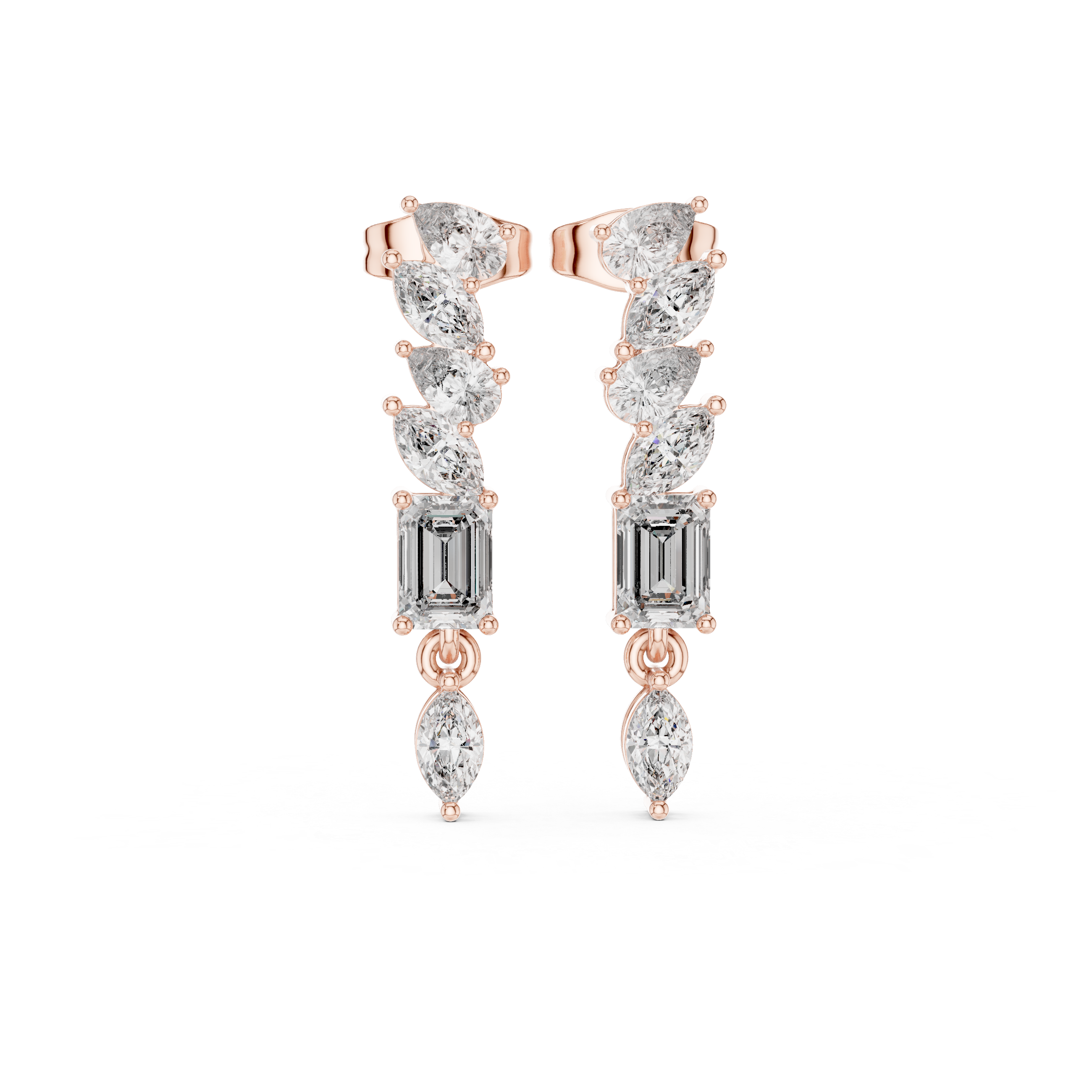 Cushion Halo Diamond Drop Earrings in Rose Gold - VYKA Diamonds
