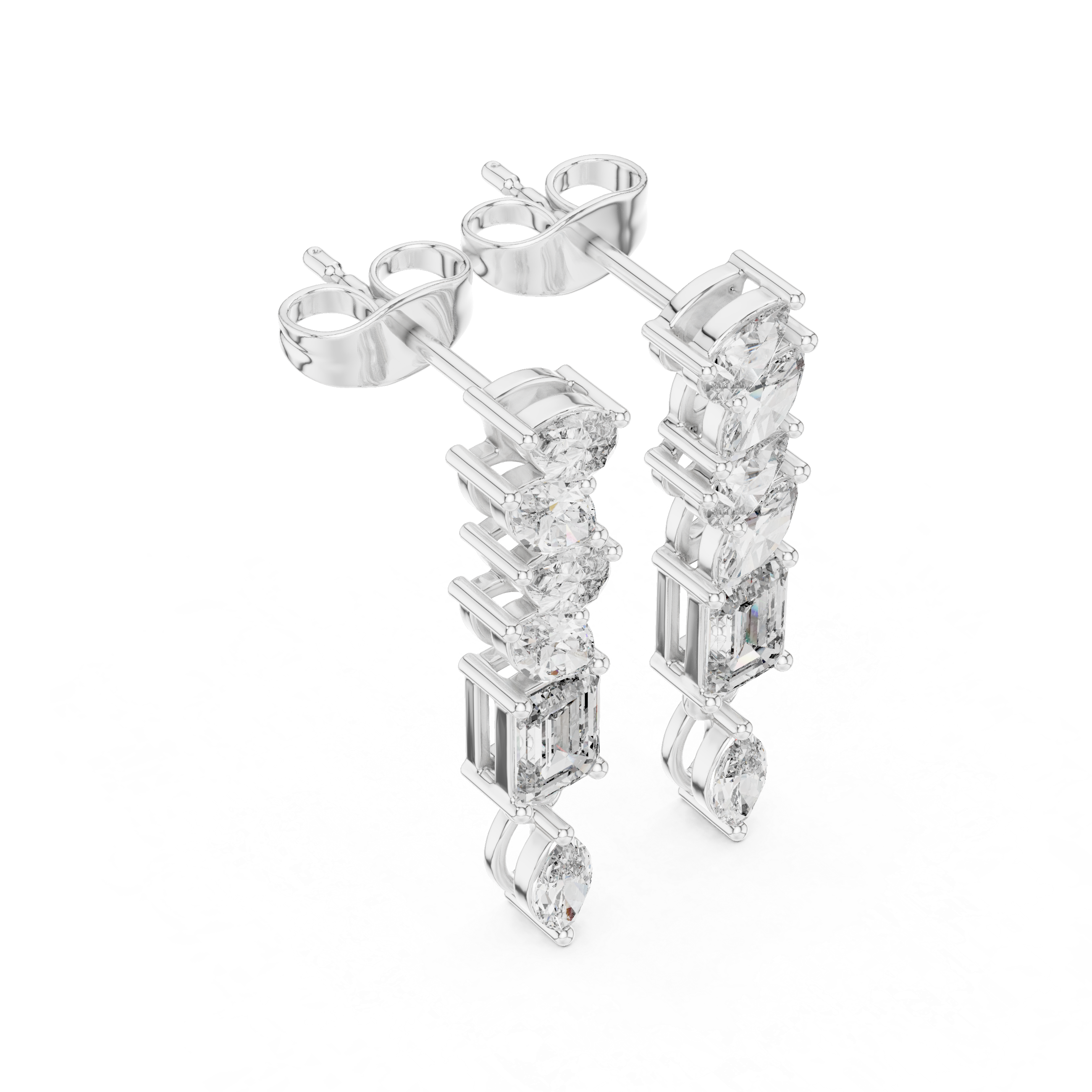 Cushion Halo Diamond Drop Earrings in White Gold - VYKA Diamonds