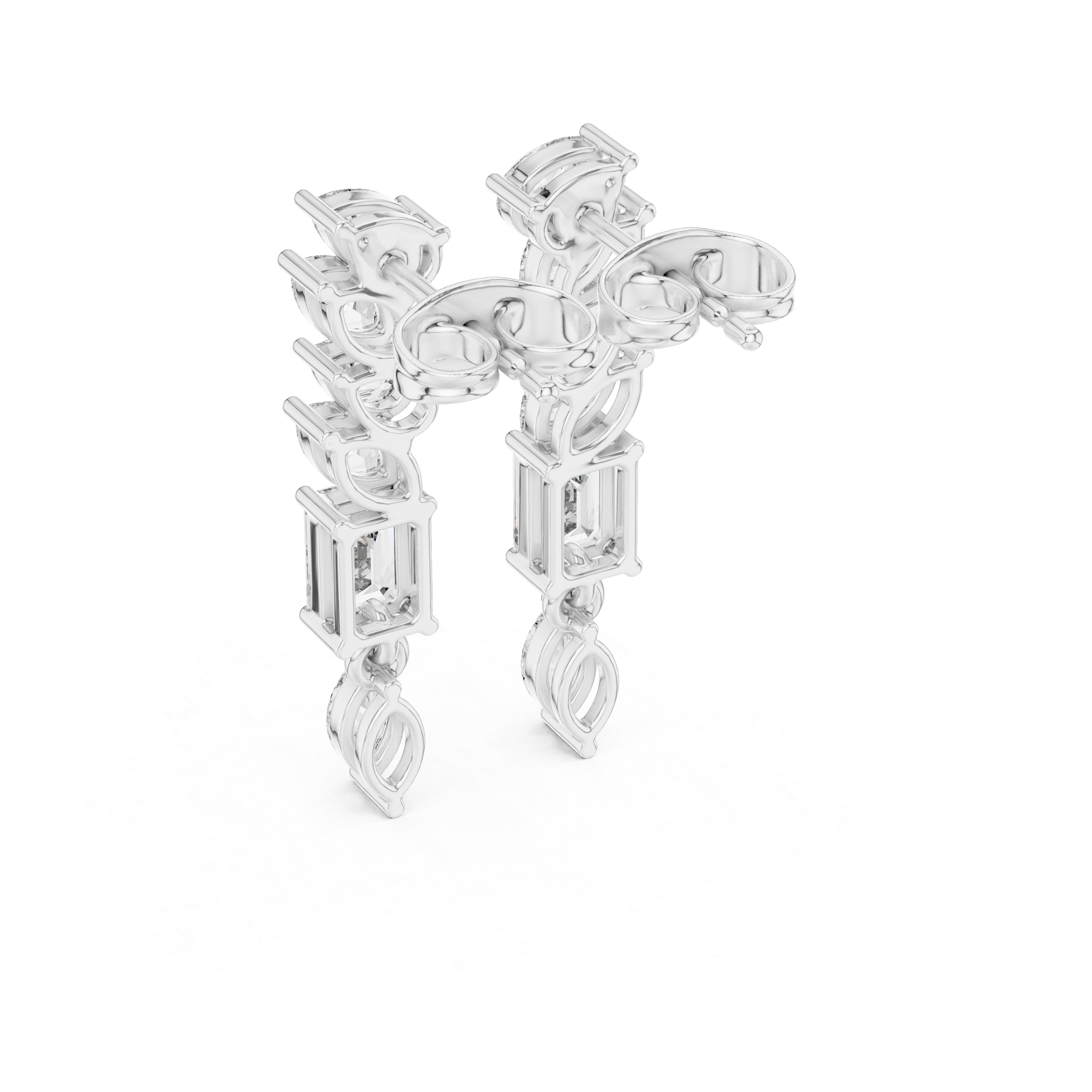 Cushion Halo Diamond Drop Earrings in White Gold - VYKA Diamonds