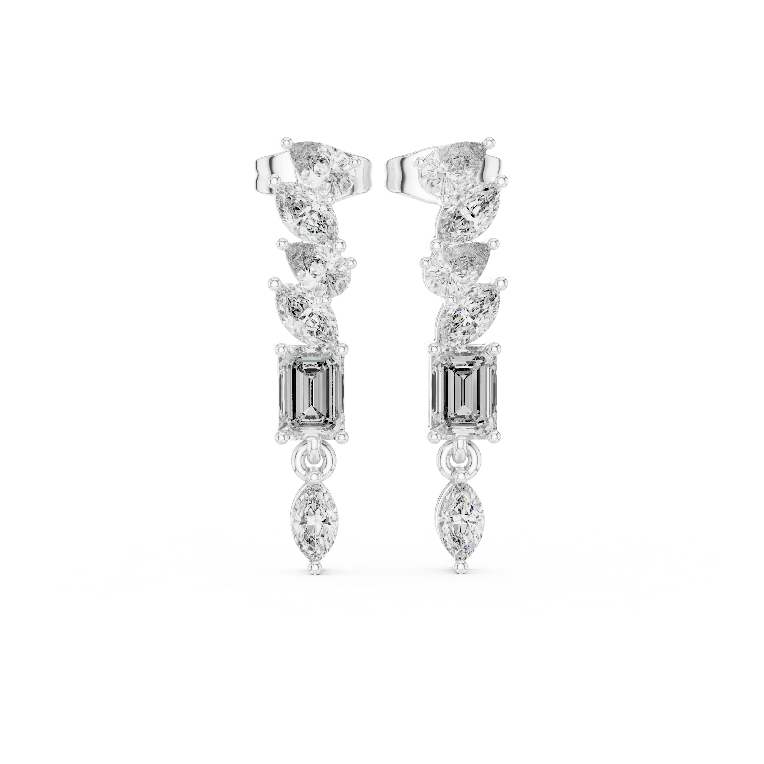 Cushion Halo Diamond Drop Earrings in White Gold - VYKA Diamonds