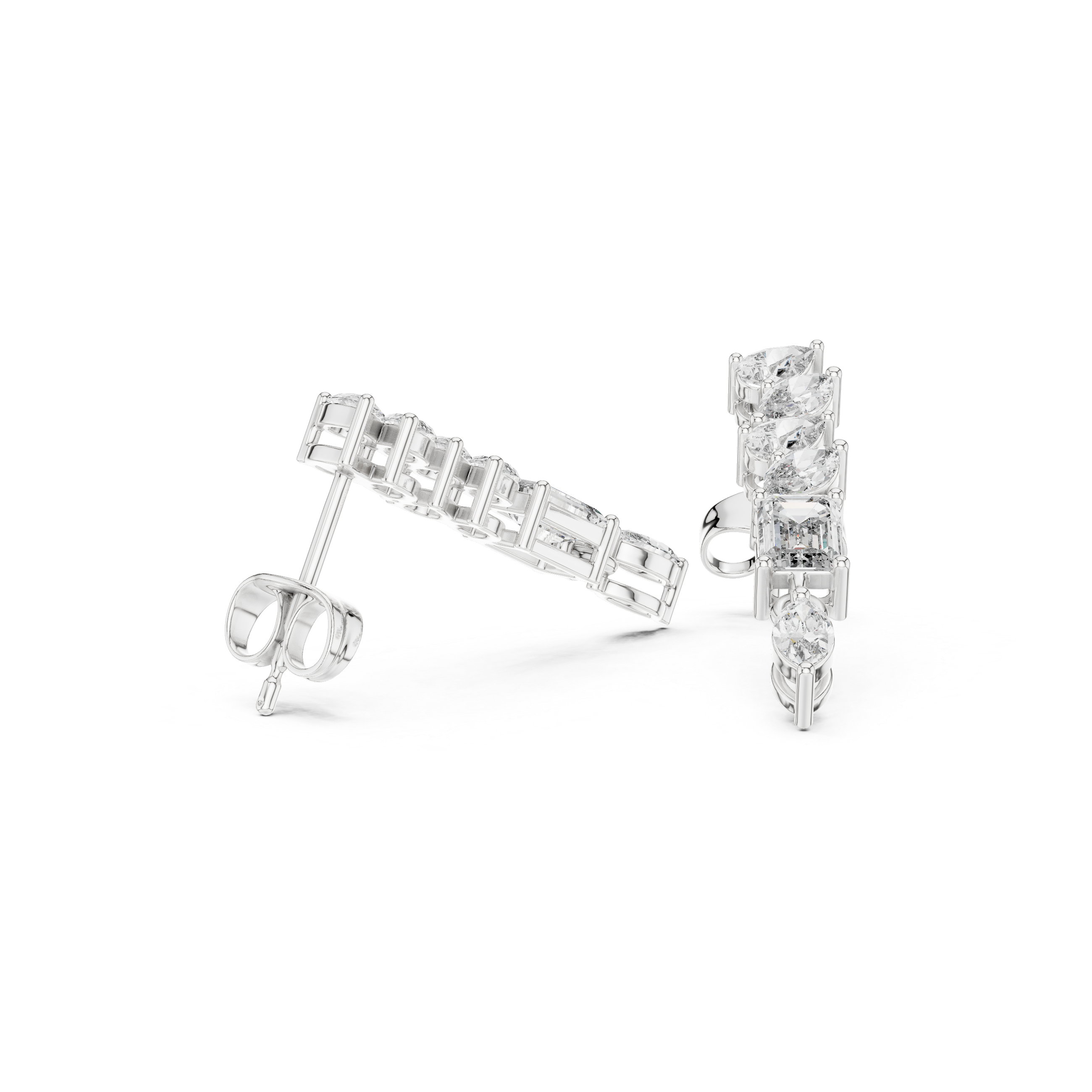 Cushion Halo Diamond Drop Earrings in White Gold - VYKA Diamonds