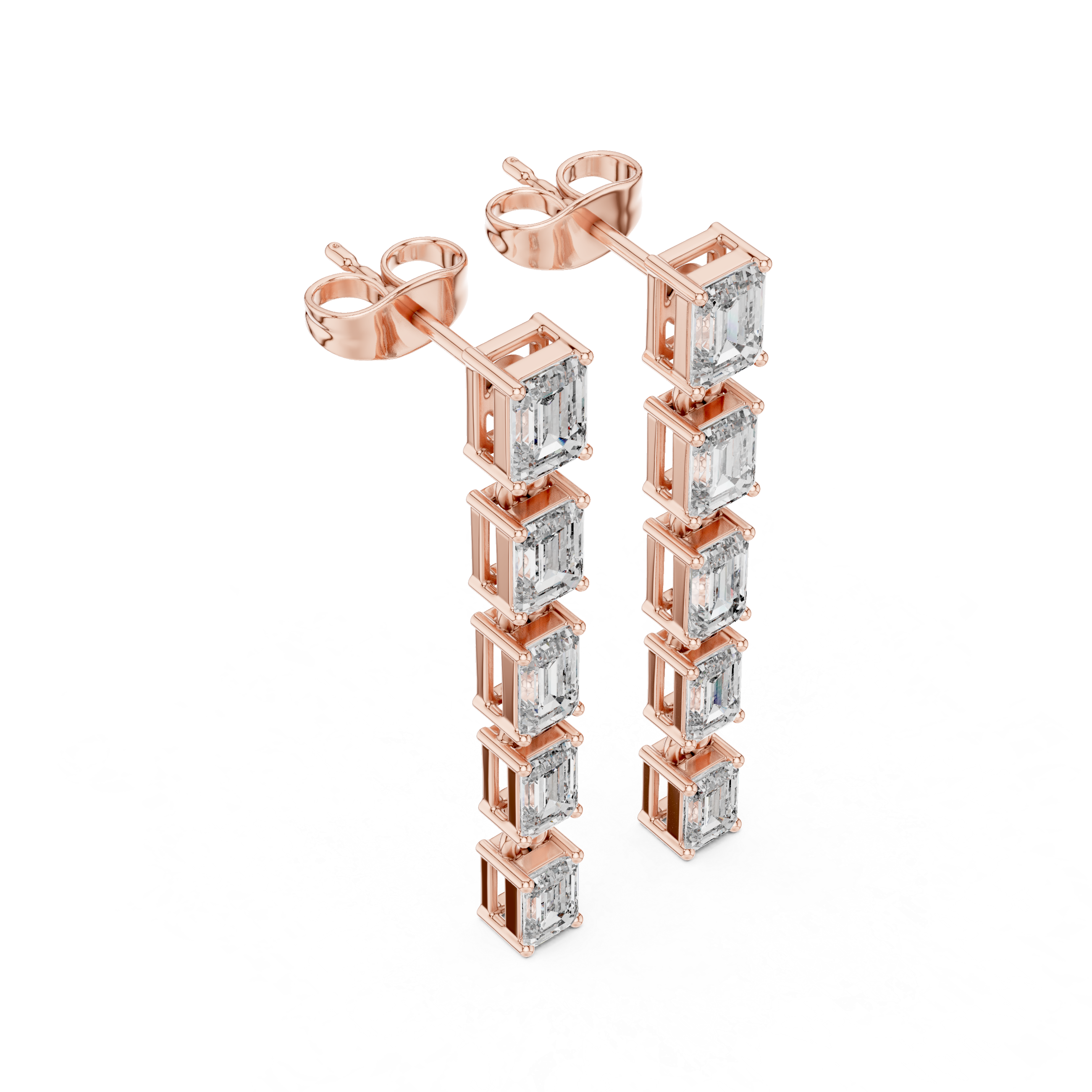Radiant Halo Diamond Drop Earrings in Rose Gold - VYKA Diamonds