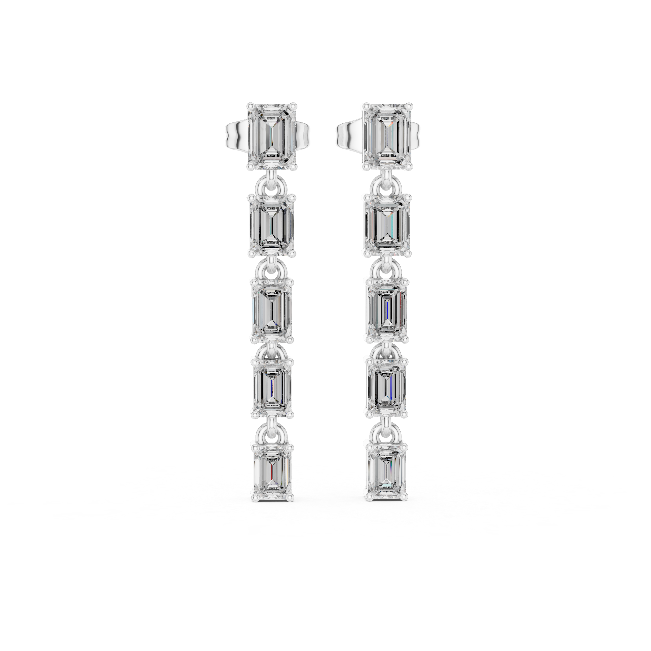 Radiant Halo Diamond Drop Earrings in White Gold - VYKA Diamonds