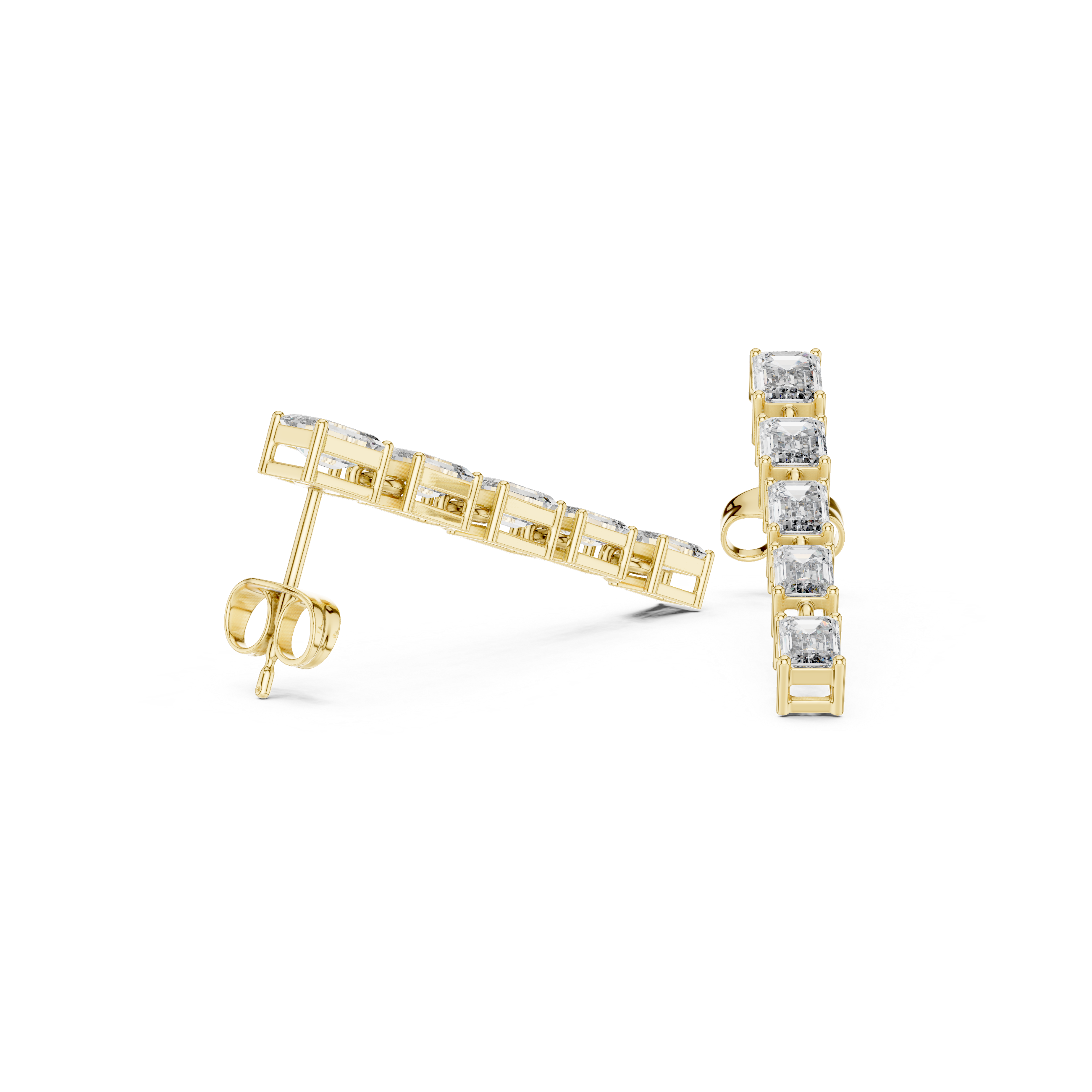 Radiant Halo Diamond Drop Earrings in Yellow Gold - VYKA Diamonds