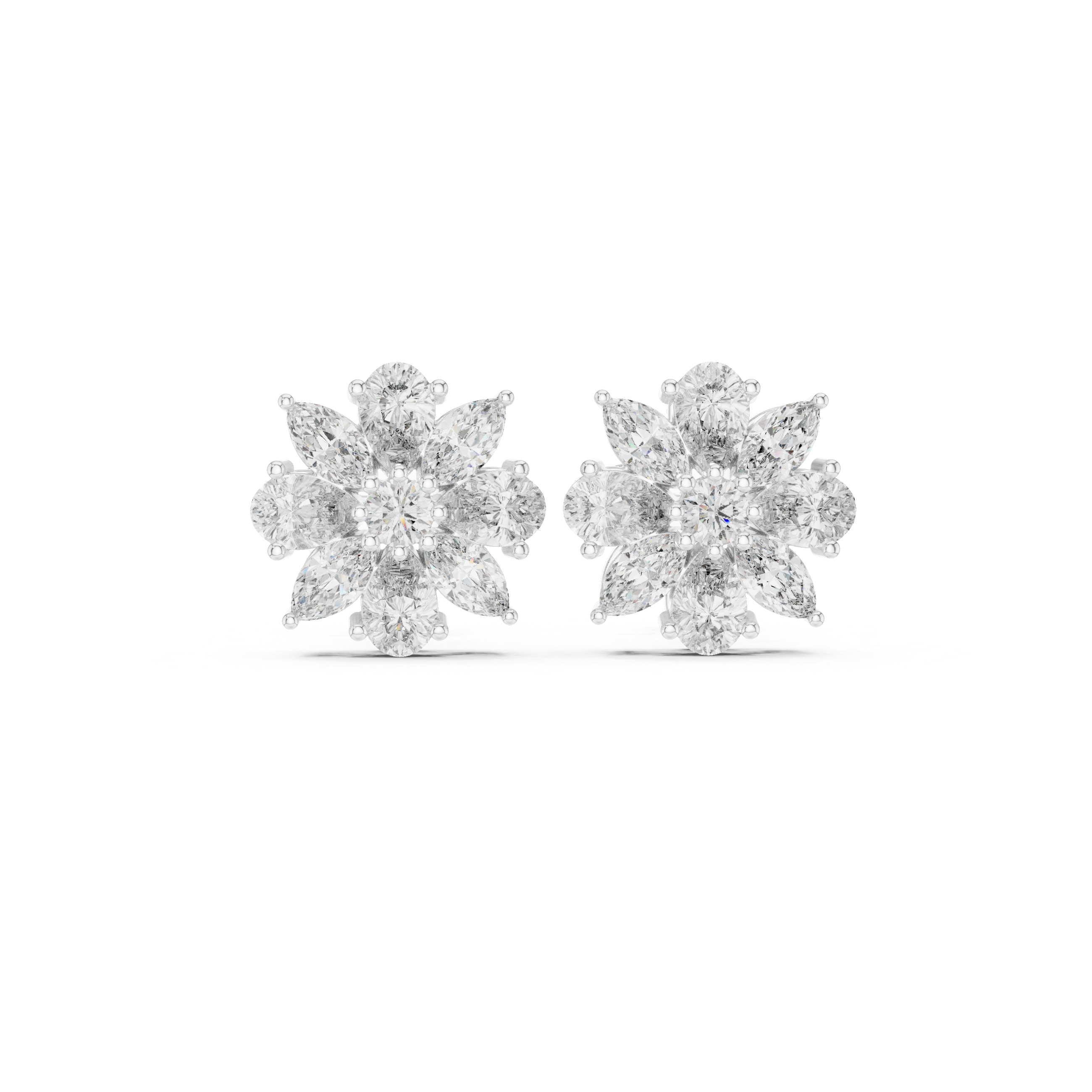 Cushion Split Halo Diamond Stud Earrings in White Gold - VYKA Diamonds