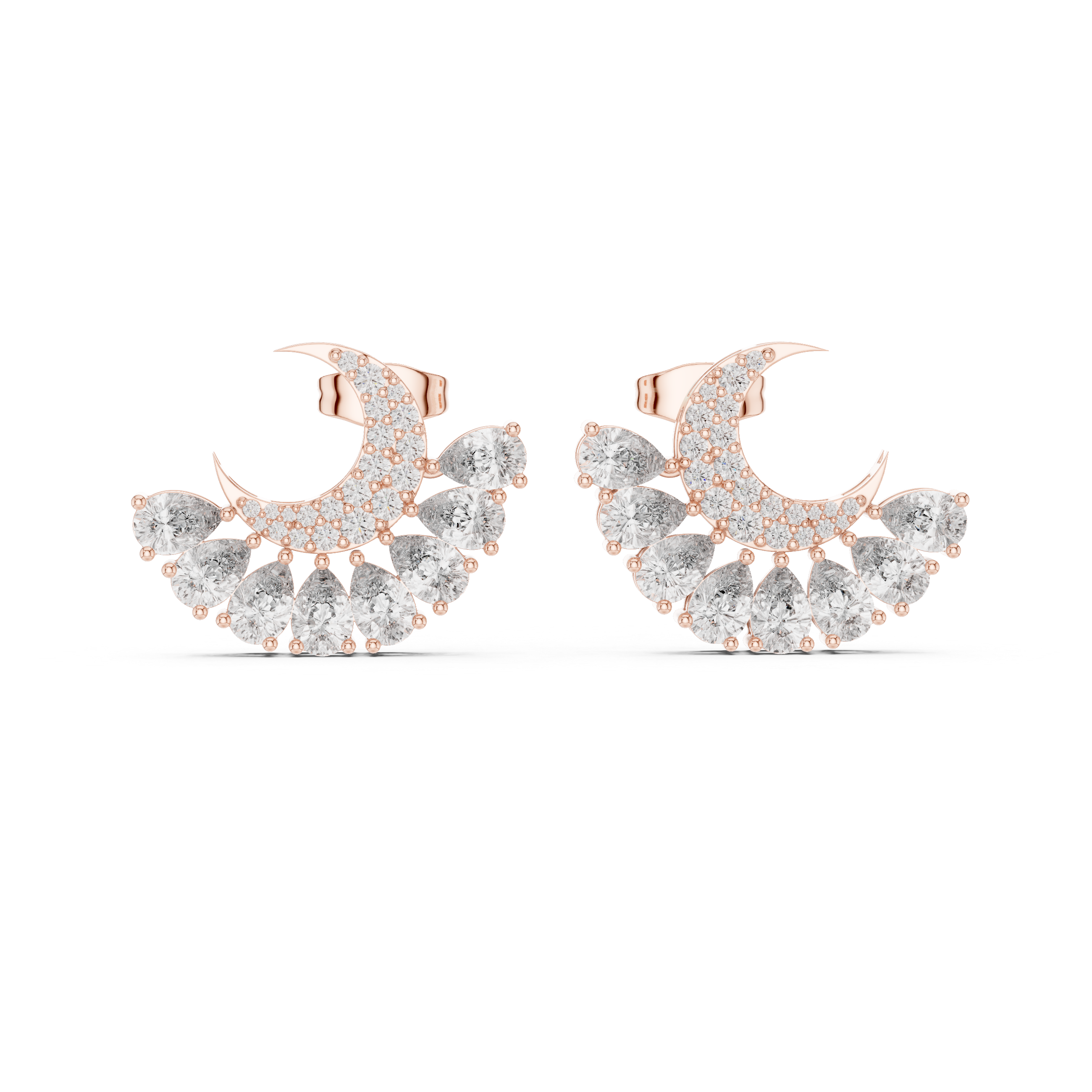 Radiant Split Halo Diamond Stud Earrings in Rose Gold - VYKA Diamonds
