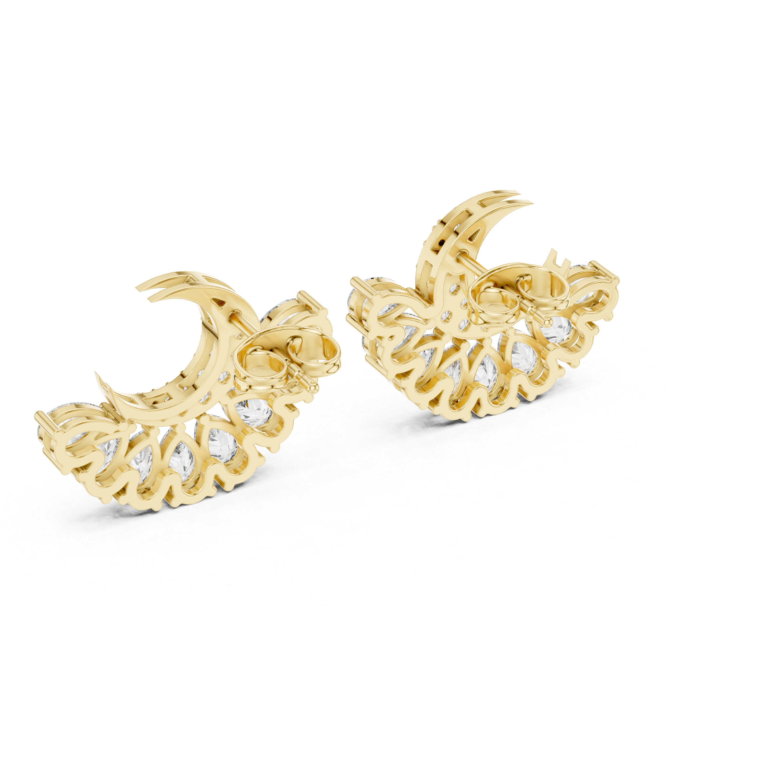 Radiant Split Halo Diamond Stud Earrings in Yellow Gold - VYKA Diamonds