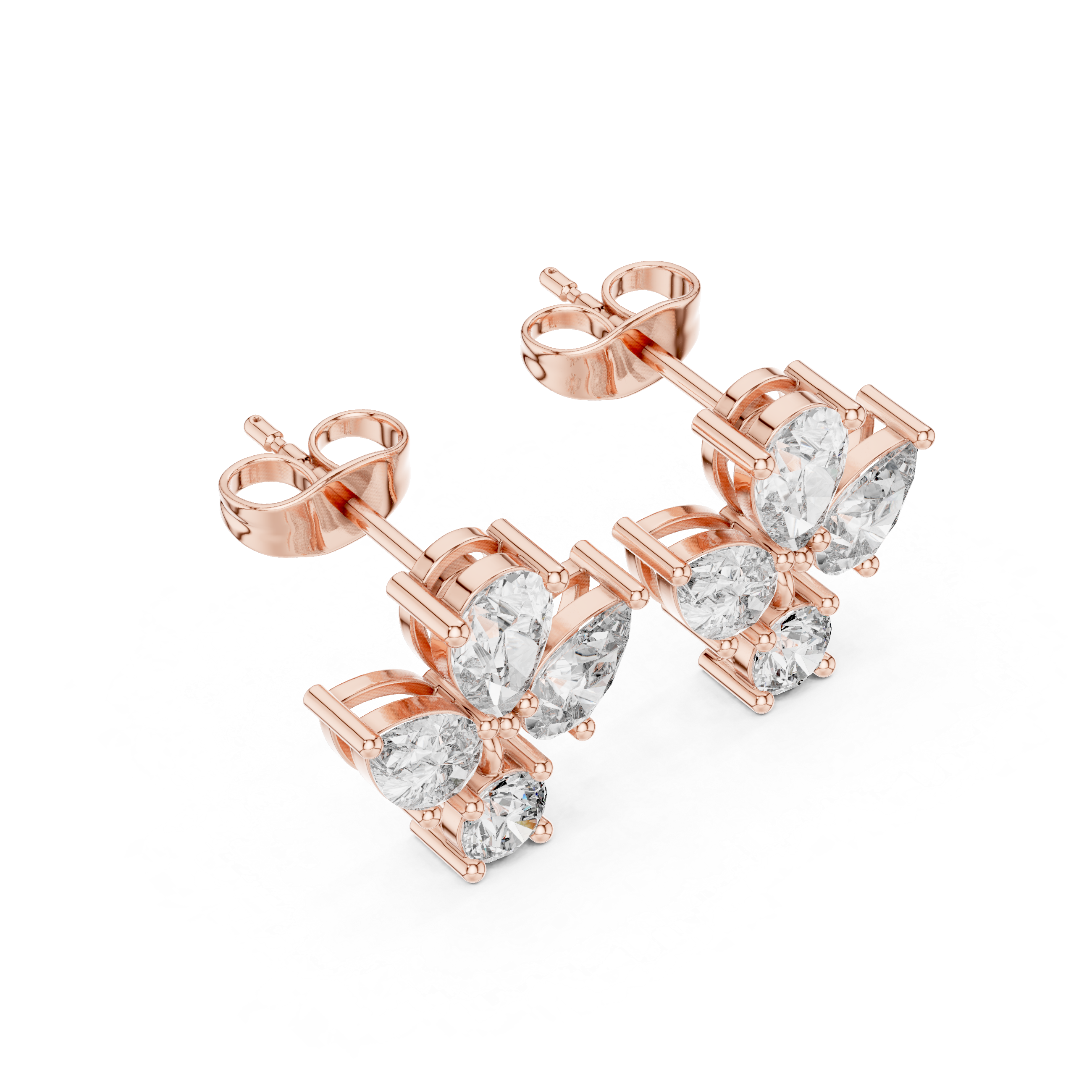 Cushion Double Halo Diamond Stud Earrings in Rose Gold - VYKA Diamonds