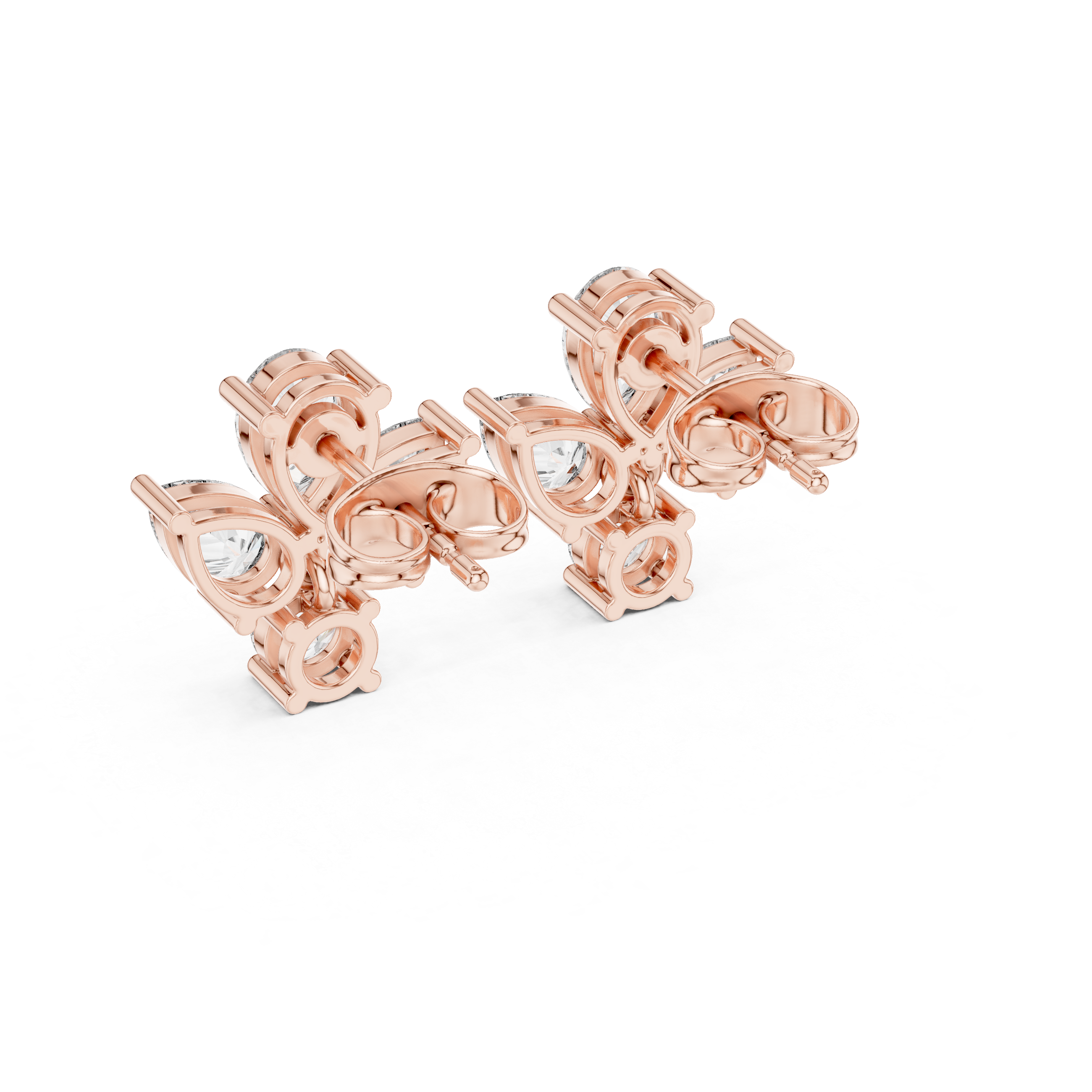 Cushion Double Halo Diamond Stud Earrings in Rose Gold - VYKA Diamonds