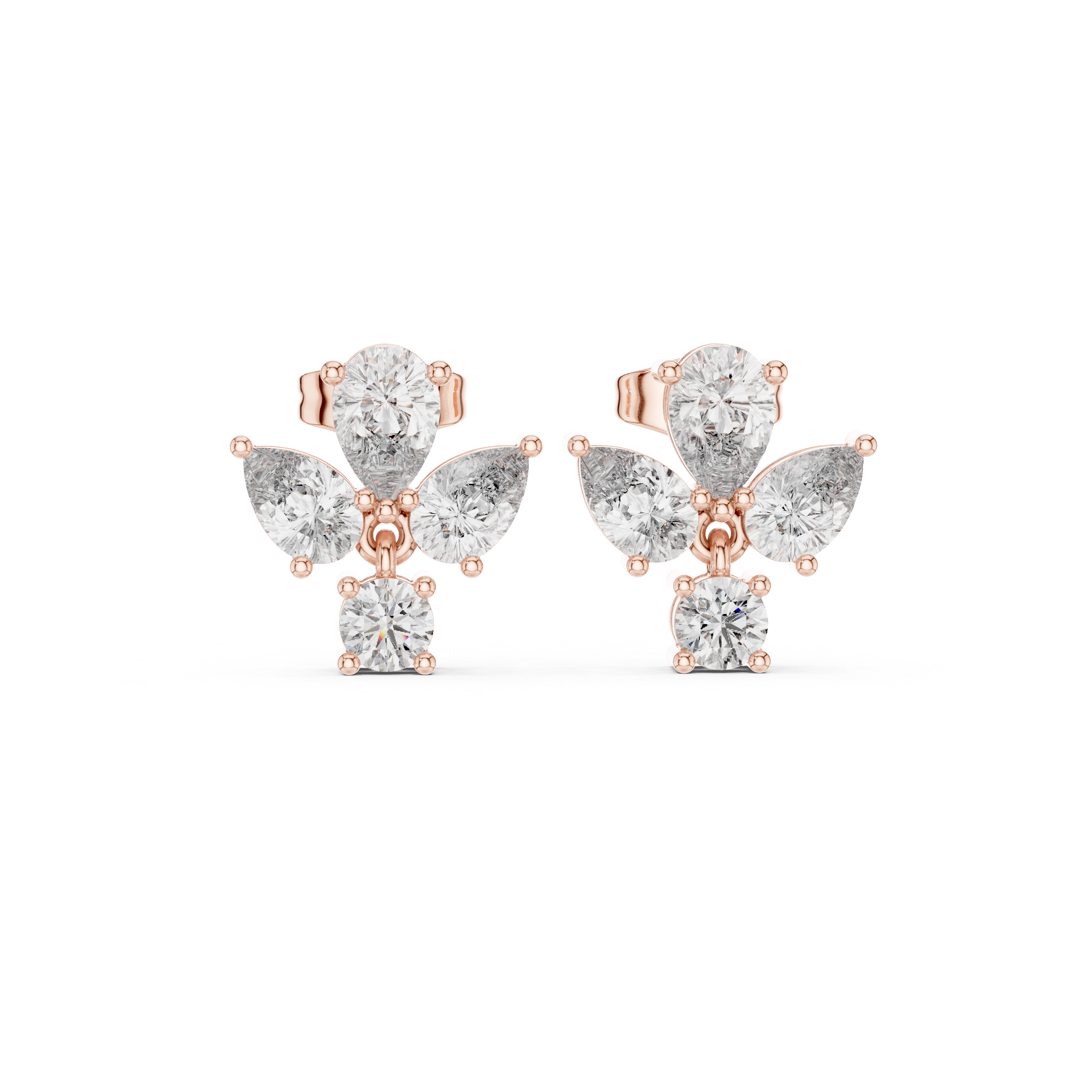 Cushion Double Halo Diamond Stud Earrings in Rose Gold - VYKA Diamonds