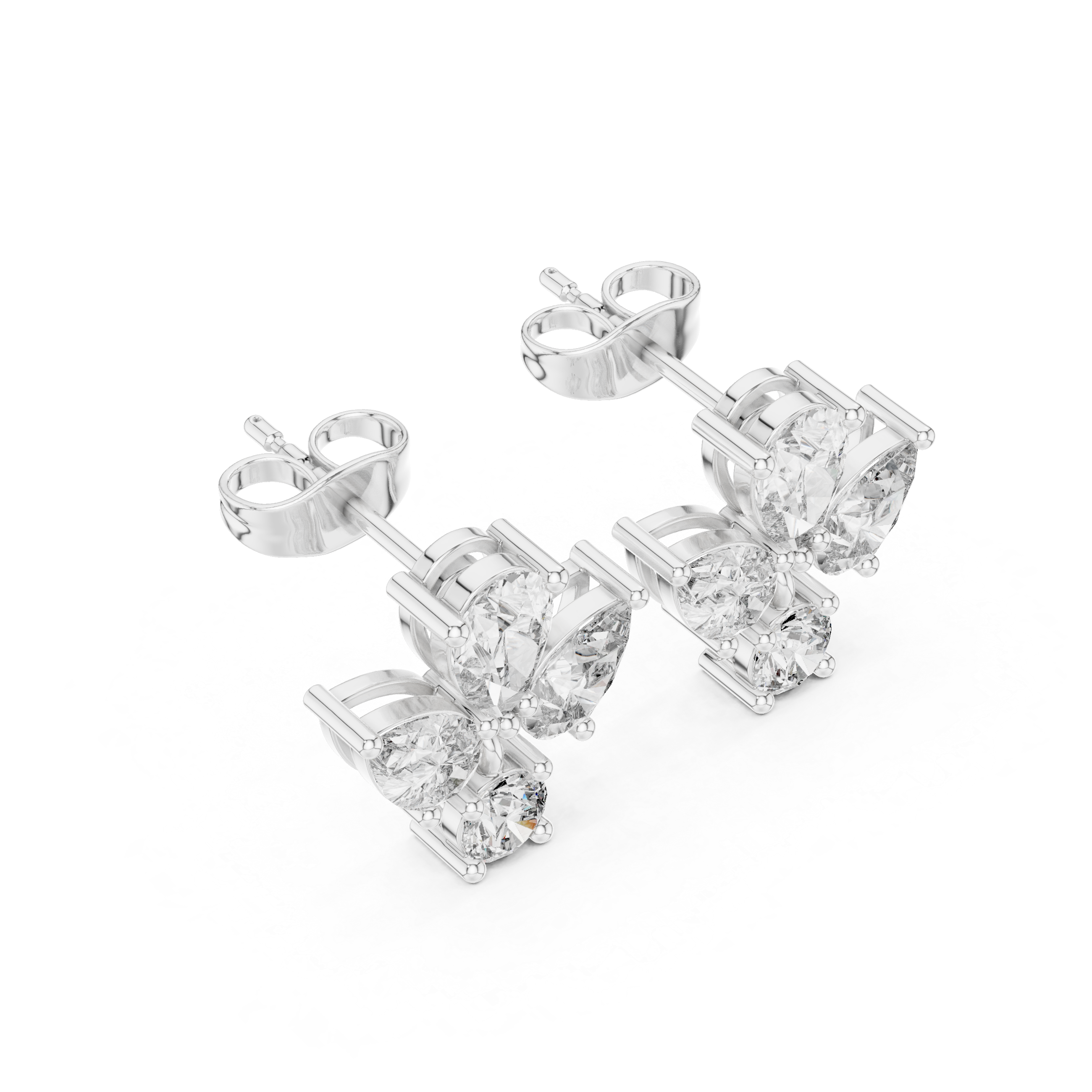 Cushion Double Halo Diamond Stud Earrings in White Gold - VYKA Diamonds