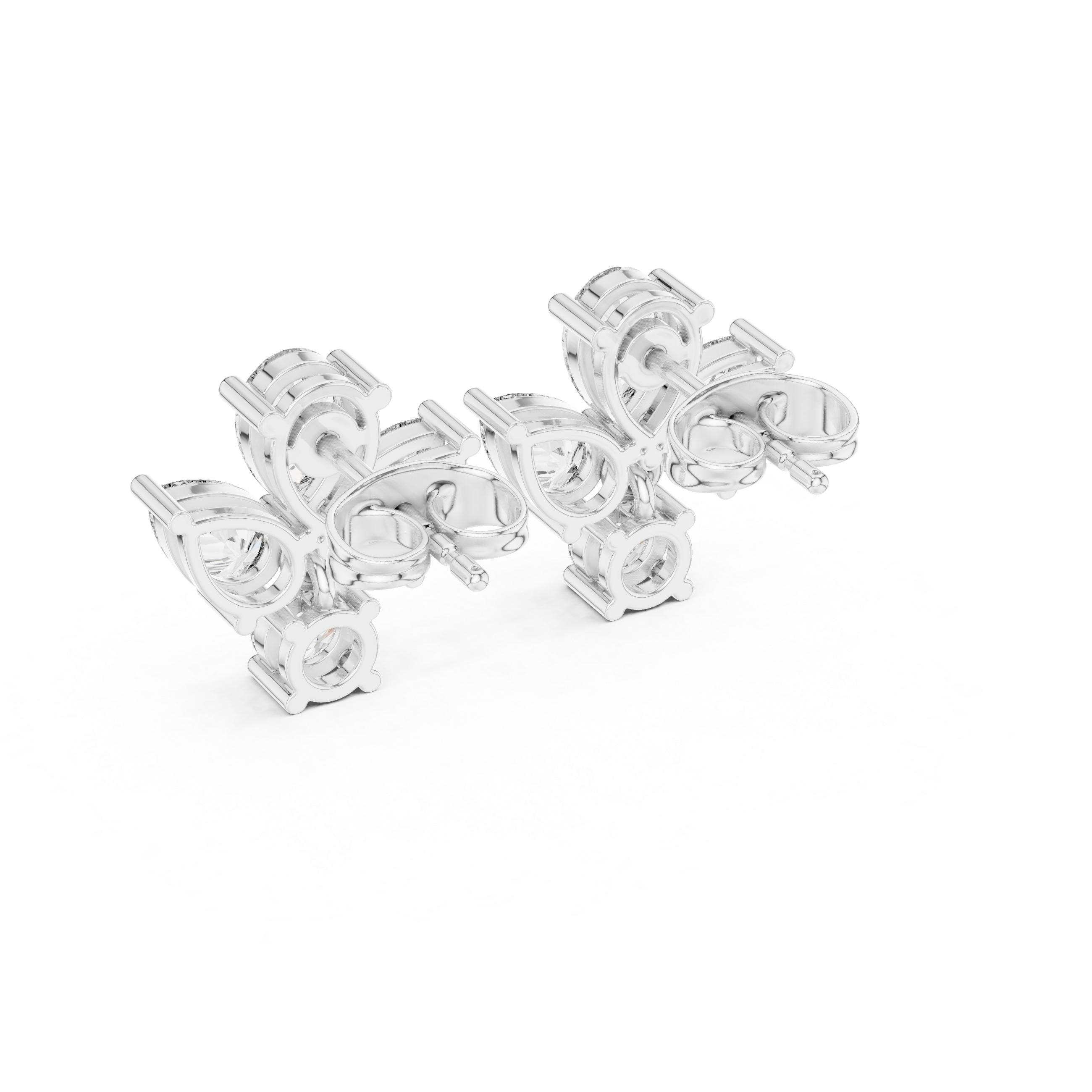 Cushion Double Halo Diamond Stud Earrings in White Gold - VYKA Diamonds
