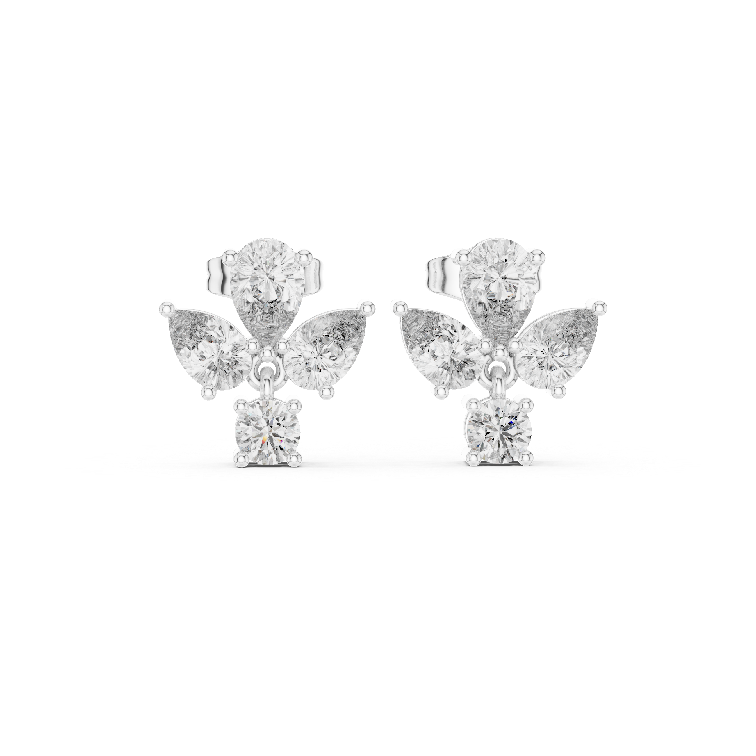 Cushion Double Halo Diamond Stud Earrings in White Gold - VYKA Diamonds
