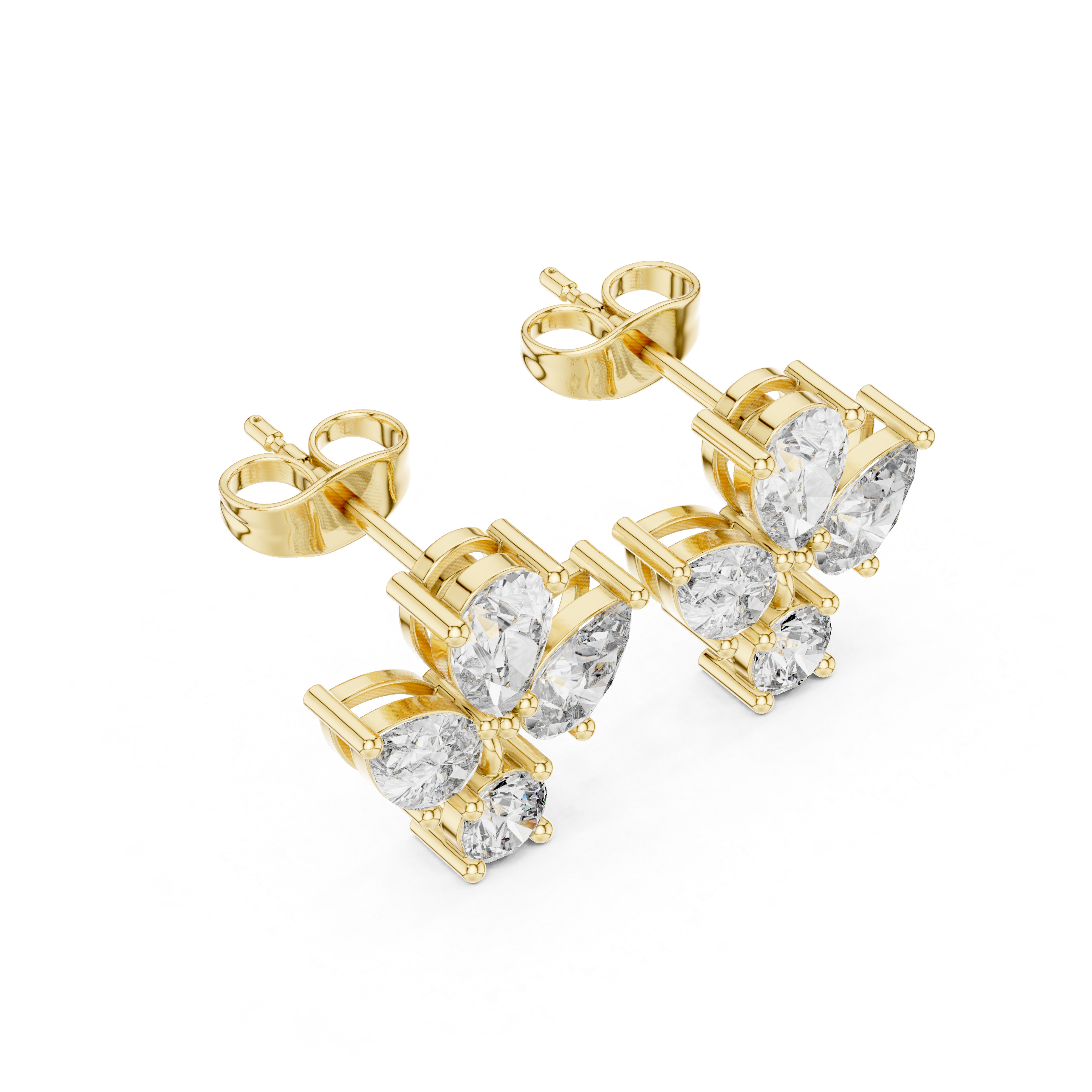 Cushion Double Halo Diamond Stud Earrings in Yellow Gold - VYKA Diamonds