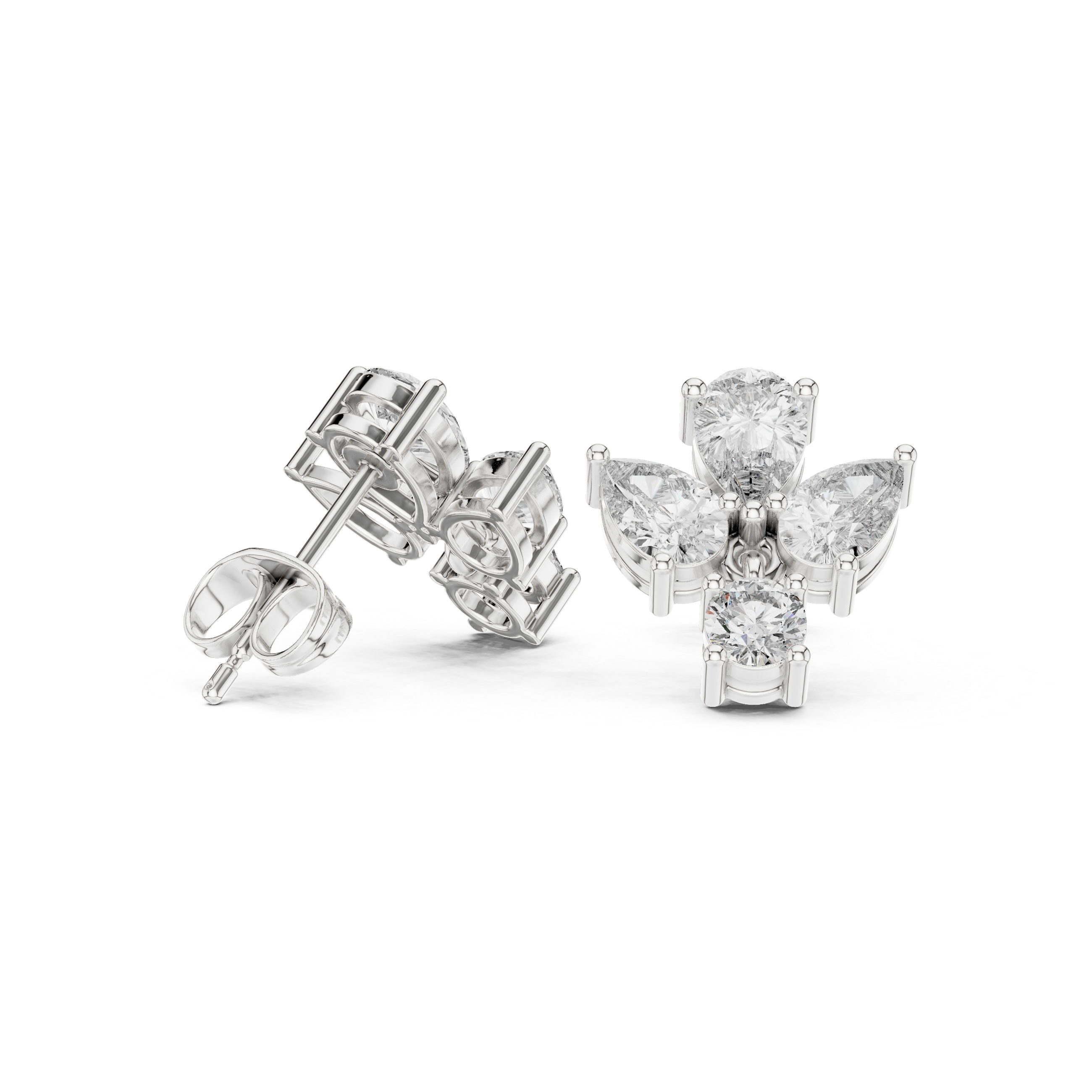 Cushion Double Halo Diamond Stud Earrings in White Gold - VYKA Diamonds