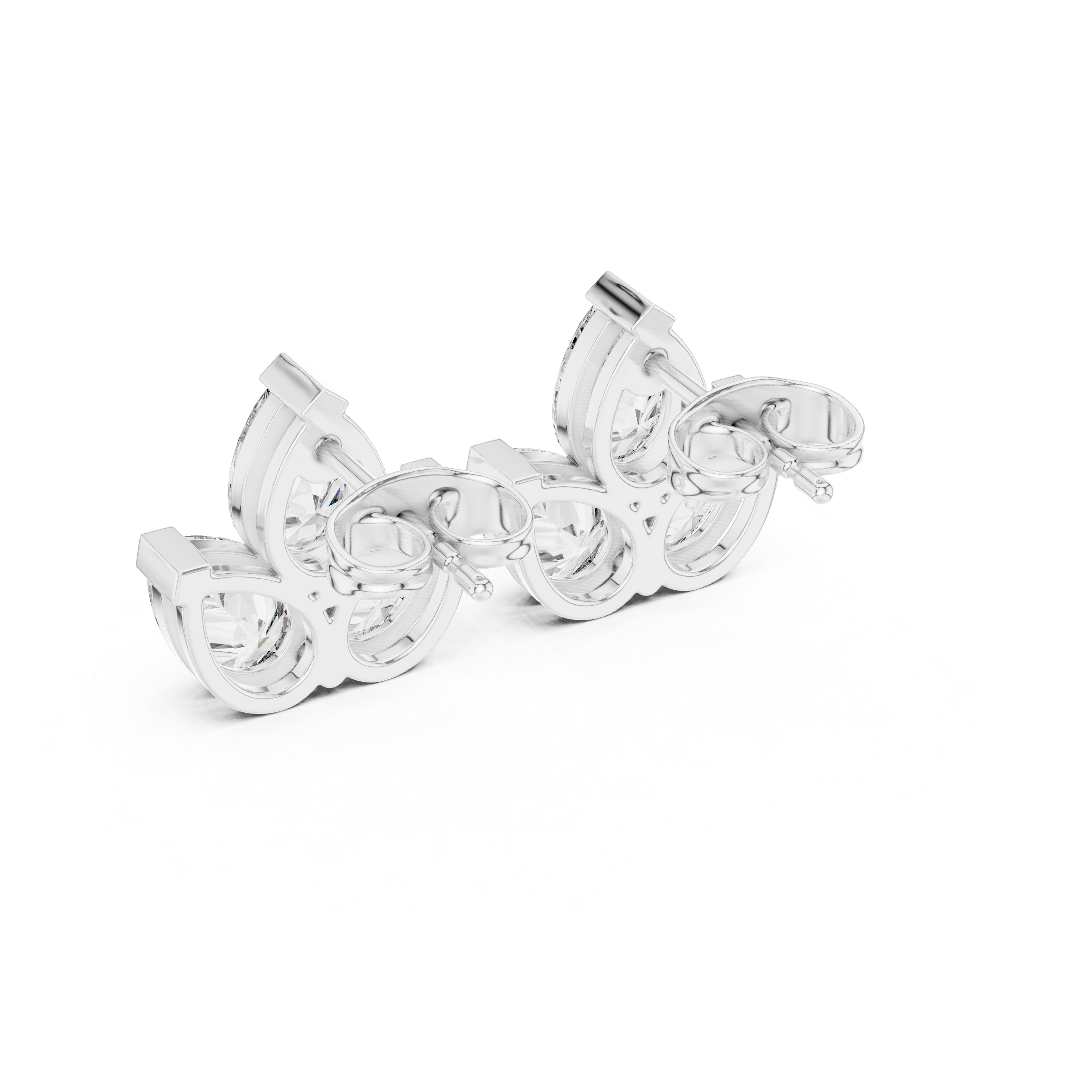 Radiant Double Halo Diamond Stud Earrings in White Gold - VYKA Diamonds
