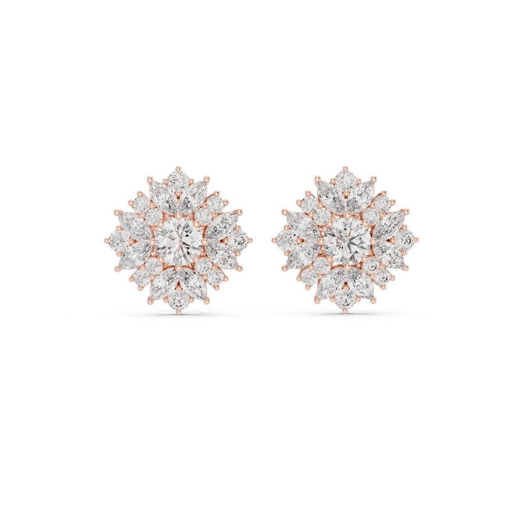 Cushion Bezel Halo Diamond Stud Earrings - diamond earrings - VYKA Diamonds