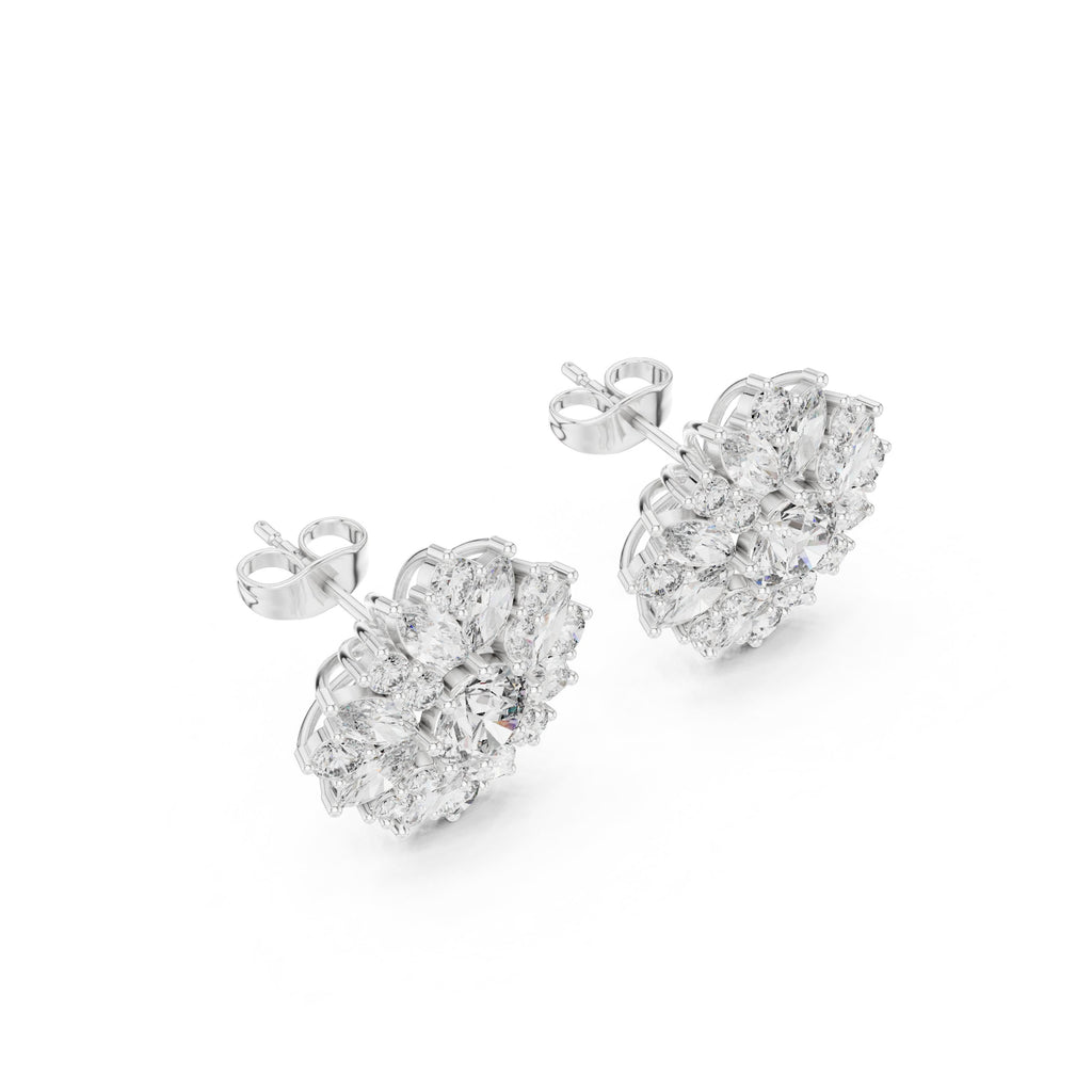 Cushion Bezel Halo Diamond Stud Earrings - diamond earrings - VYKA Diamonds