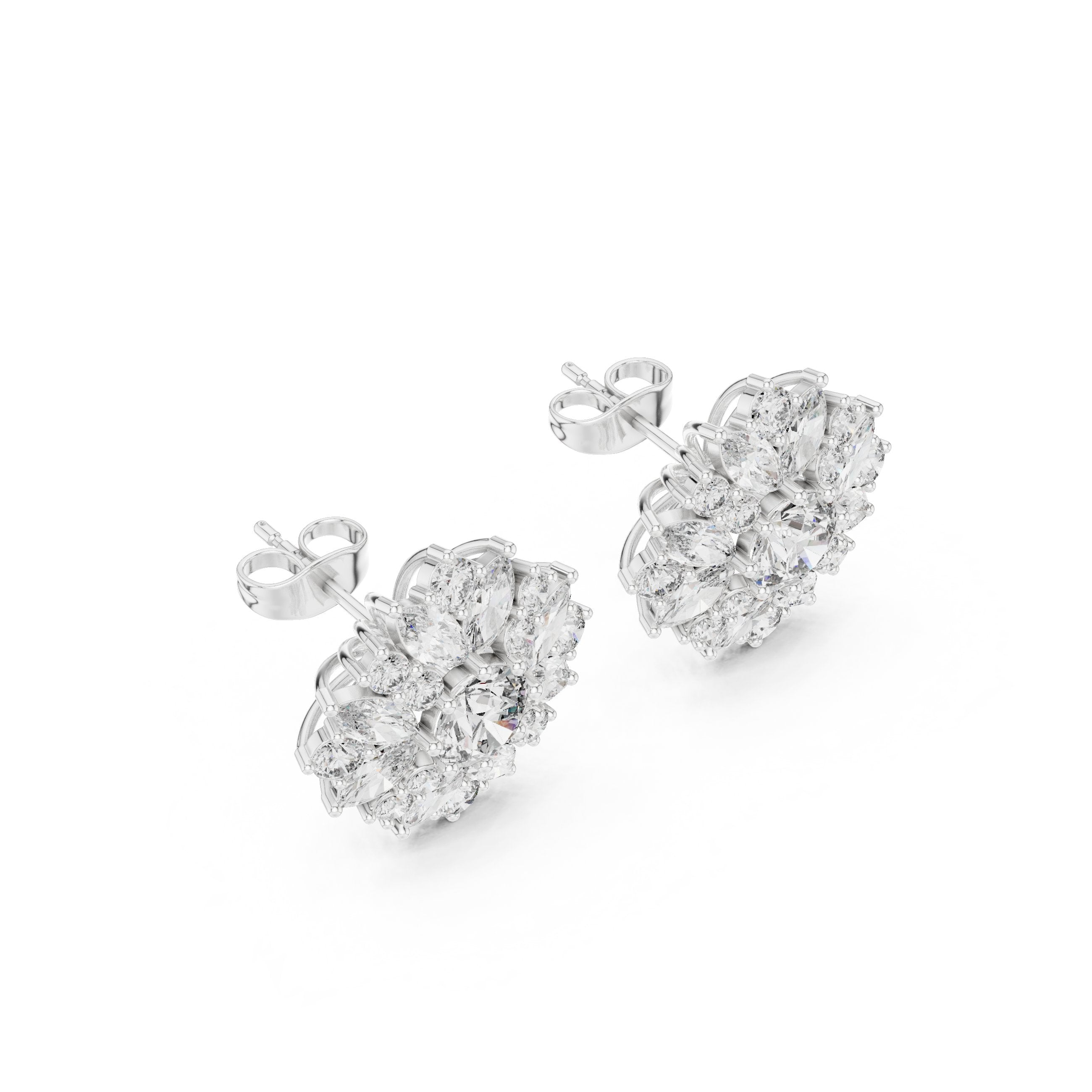 Cushion Bezel Halo Diamond Stud Earrings - diamond earrings - VYKA Diamonds