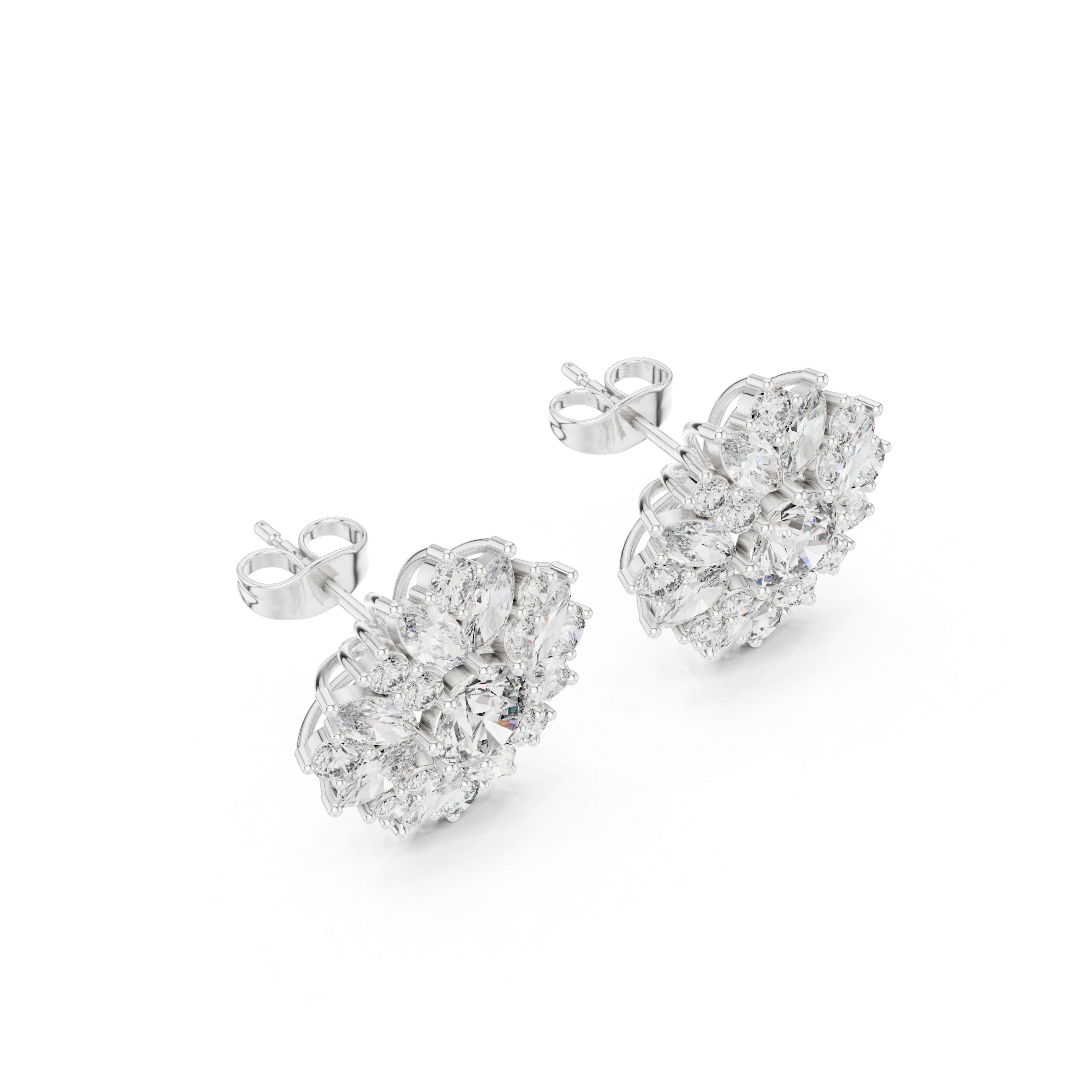Cushion Bezel Halo Diamond Stud Earrings in White Gold - VYKA Diamonds