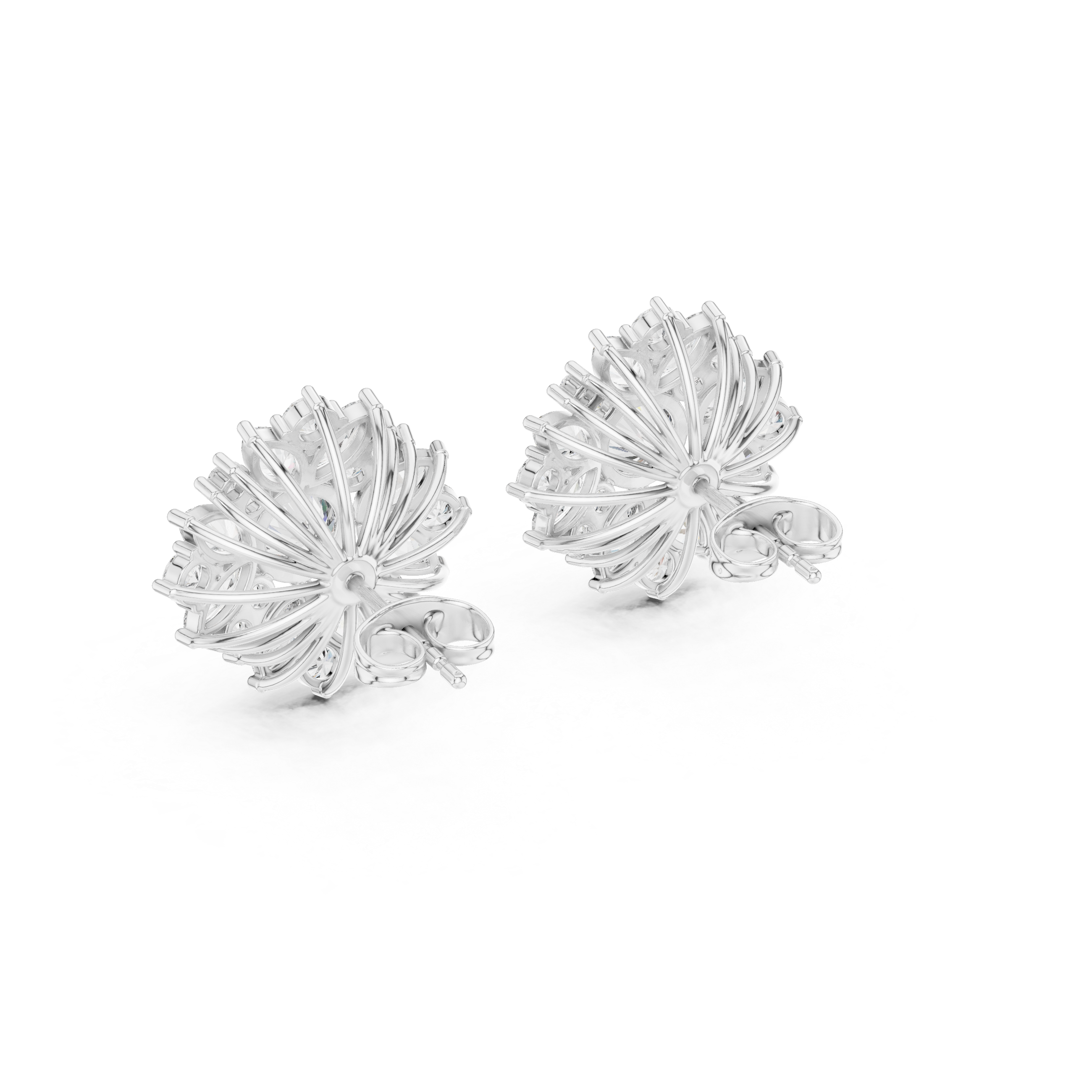 Cushion Bezel Halo Diamond Stud Earrings in White Gold - VYKA Diamonds