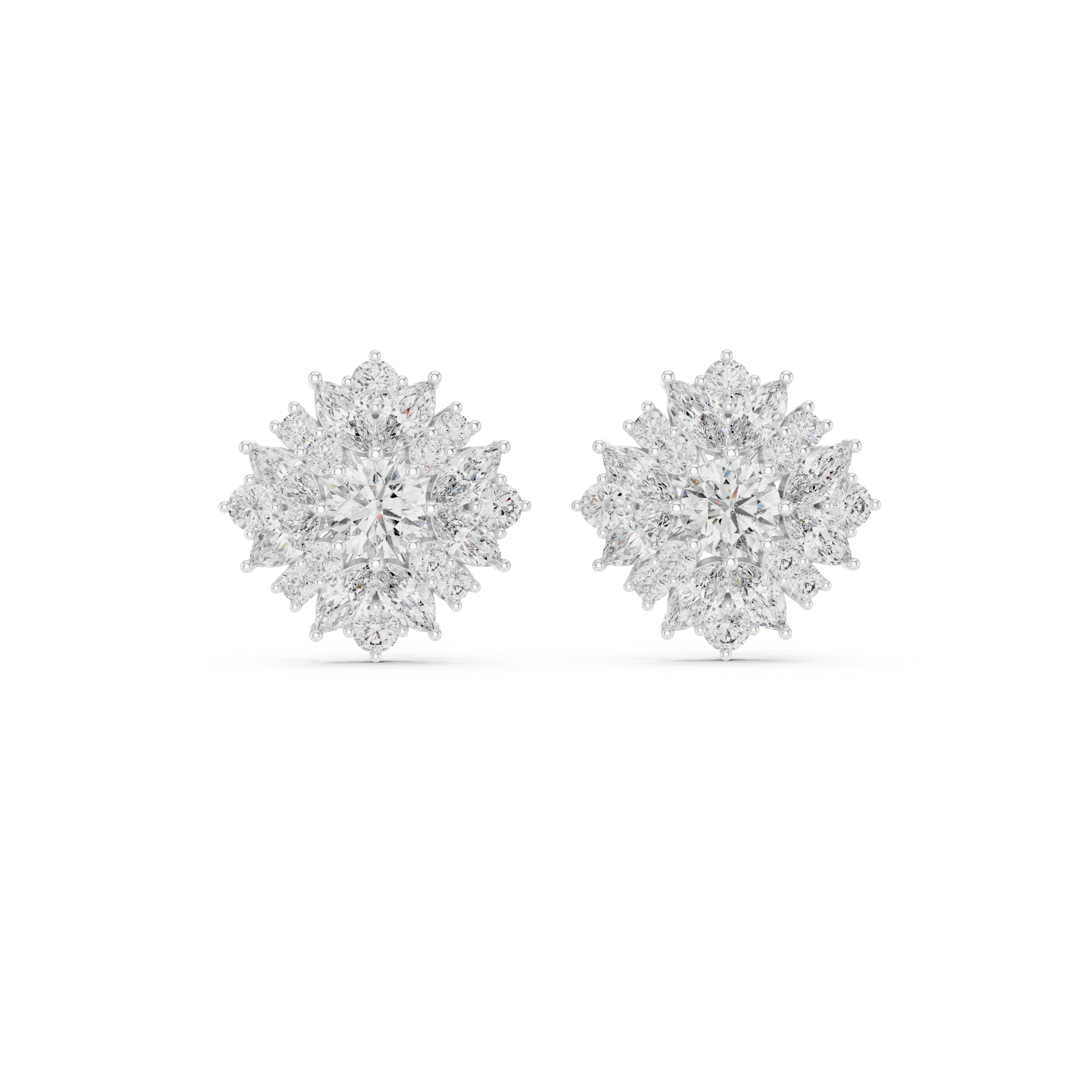 Cushion Bezel Halo Diamond Stud Earrings in White Gold - VYKA Diamonds