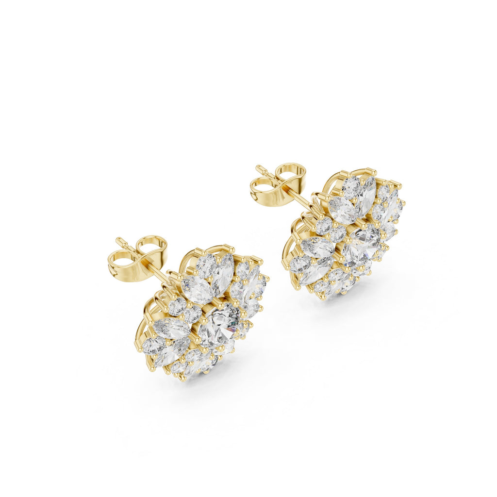 Cushion Bezel Halo Diamond Stud Earrings - diamond earrings - VYKA Diamonds