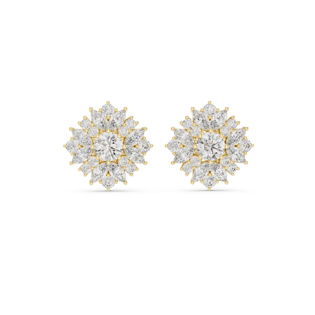 Cushion Bezel Halo Diamond Stud Earrings - diamond earrings - VYKA Diamonds