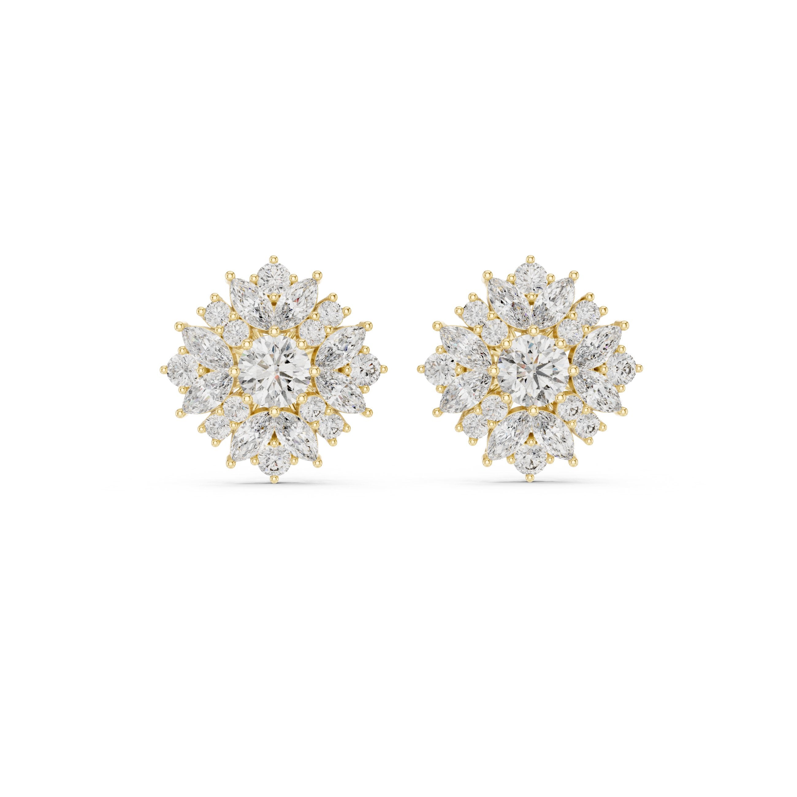Cushion Bezel Halo Diamond Stud Earrings - diamond earrings - VYKA Diamonds