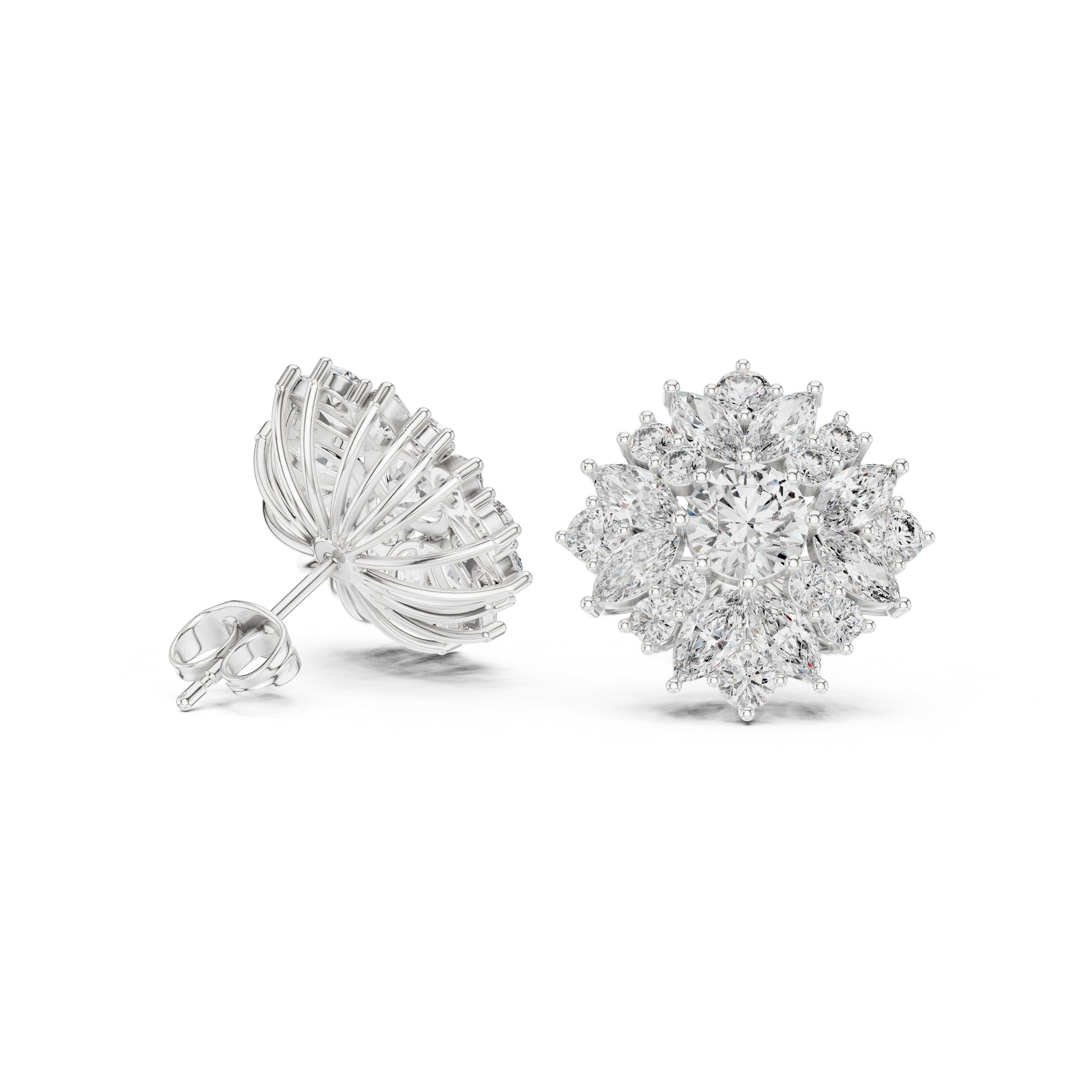 Cushion Bezel Halo Diamond Stud Earrings - diamond earrings - VYKA Diamonds
