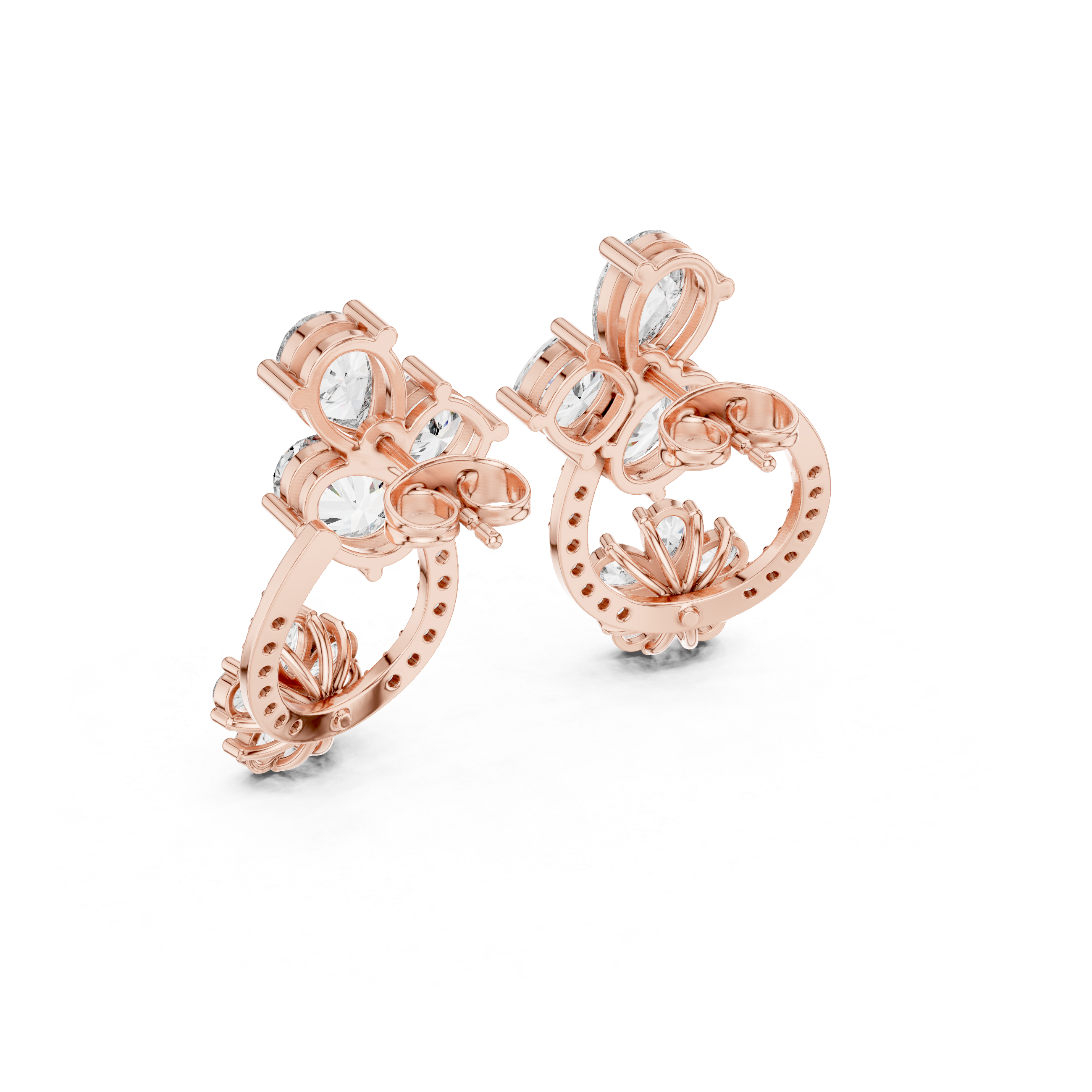 Radiant Bezel Halo Diamond Stud Earrings in Rose Gold - VYKA Diamonds