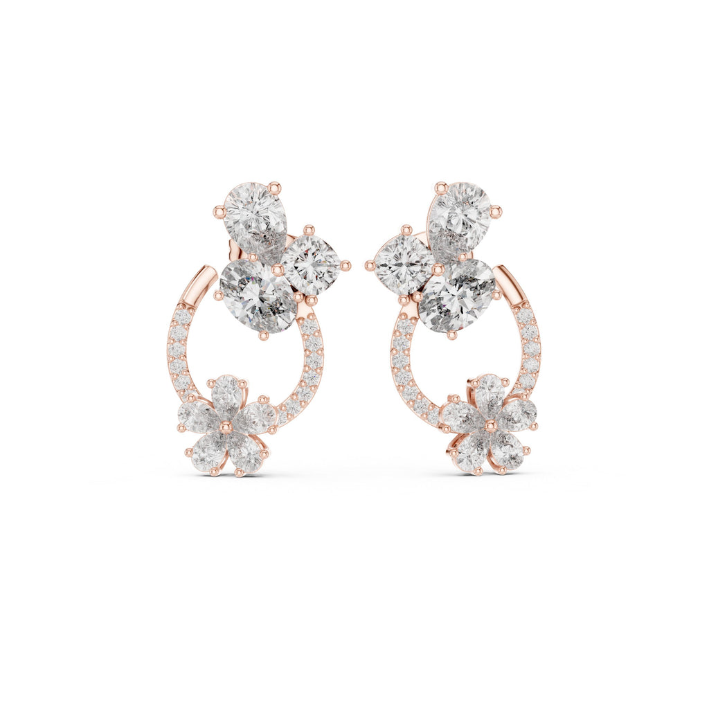 Radiant Bezel Halo Diamond Stud Earrings - diamond earrings - VYKA Diamonds