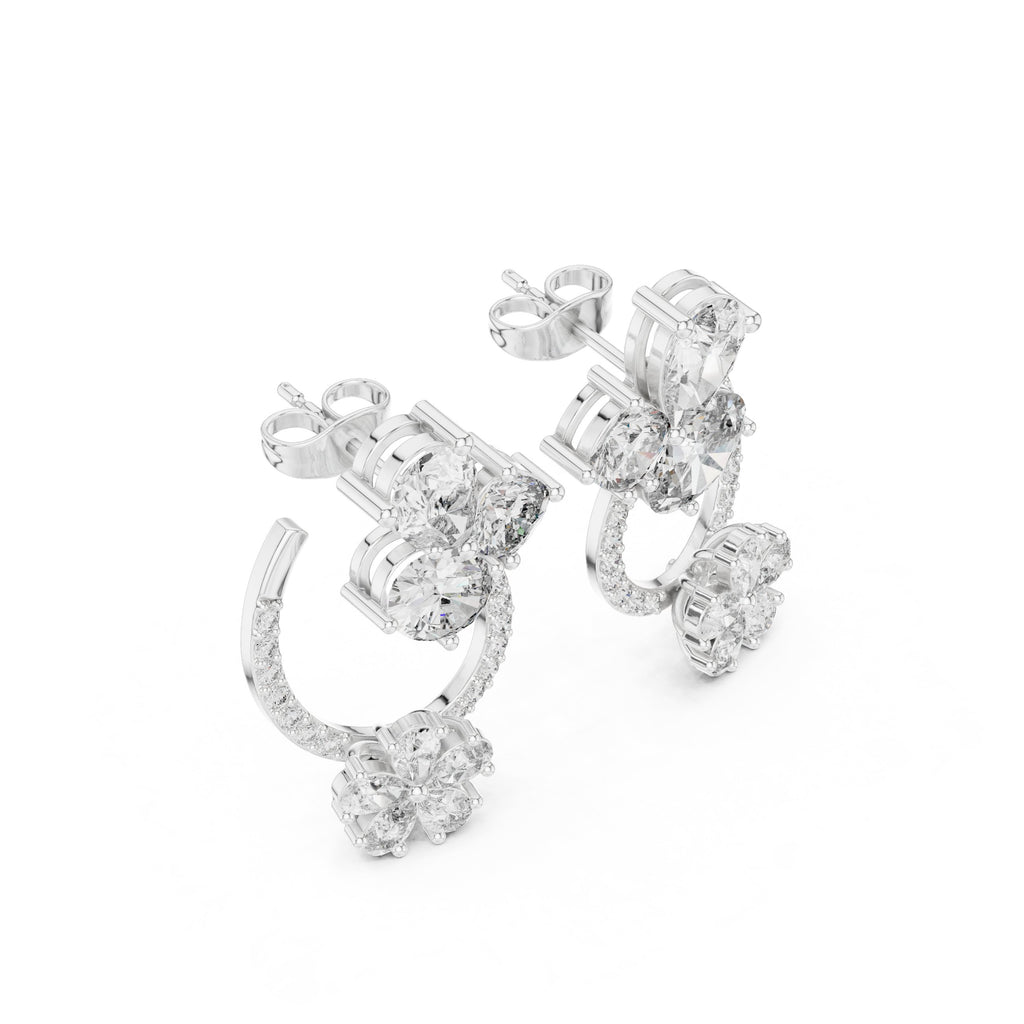 Radiant Bezel Halo Diamond Stud Earrings - diamond earrings - VYKA Diamonds