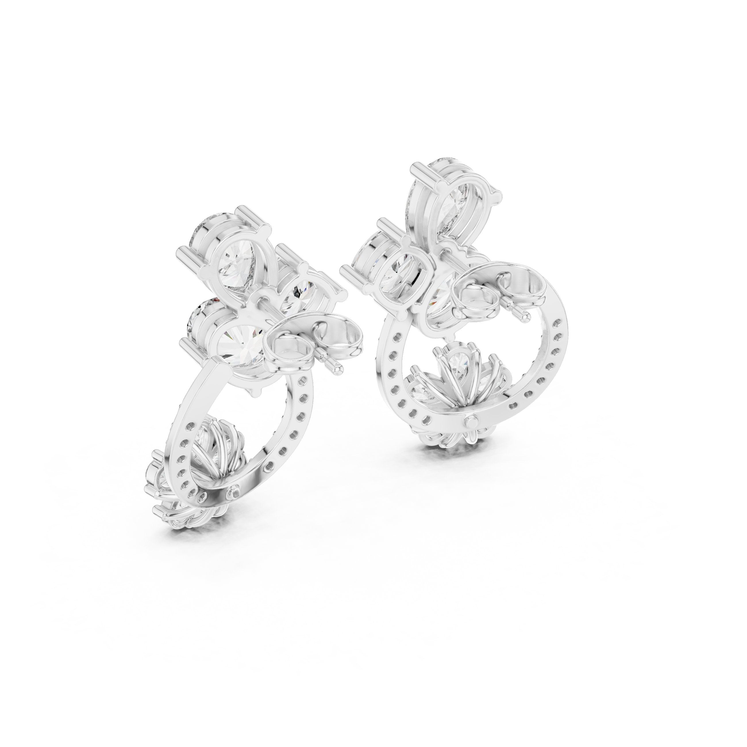 Radiant Bezel Halo Diamond Stud Earrings - diamond earrings - VYKA Diamonds